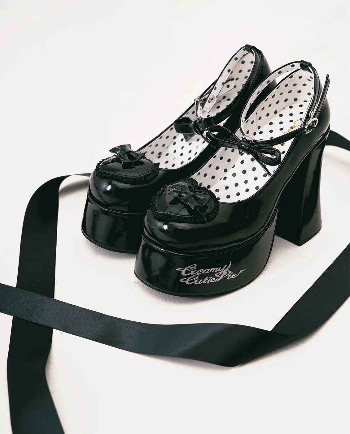 Puffy Sheep Sweet Box Platform Pink Black High Heels Shoes - Image 11