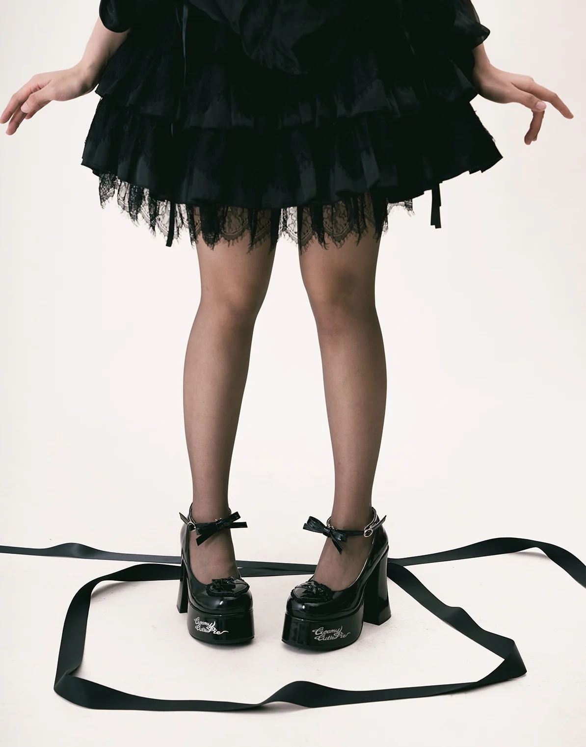 Puffy Sheep Sweet Box Platform Pink Black High Heels Shoes - Image 12