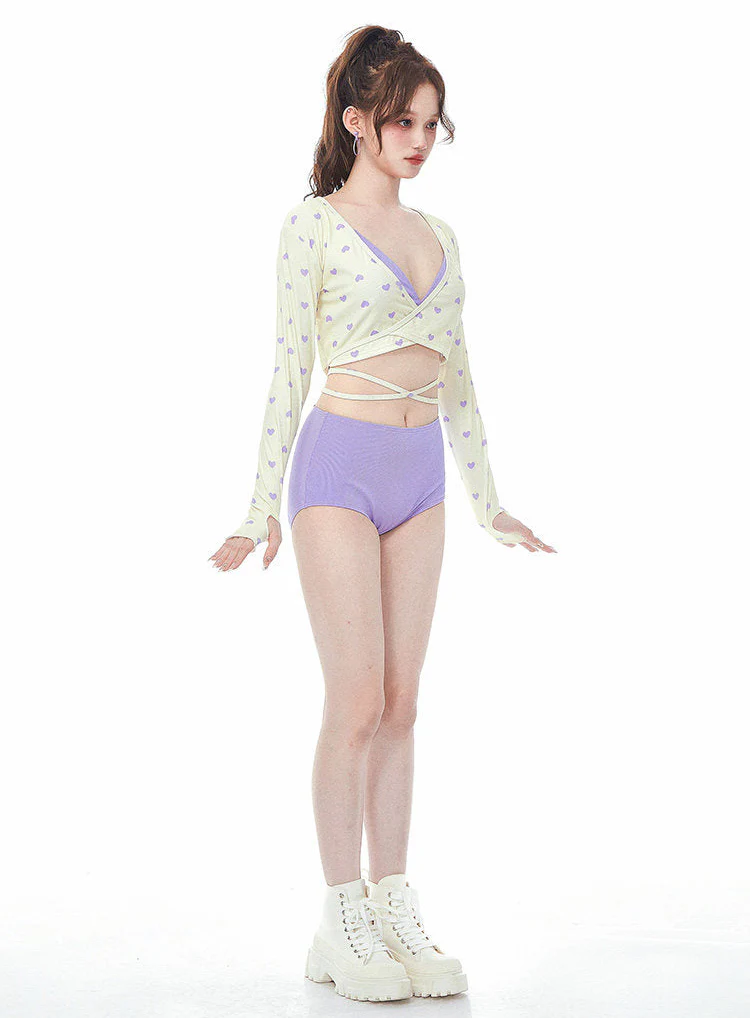 Purple Heart Bikinis Cover Up Three Piece Swimsuit - Image 6