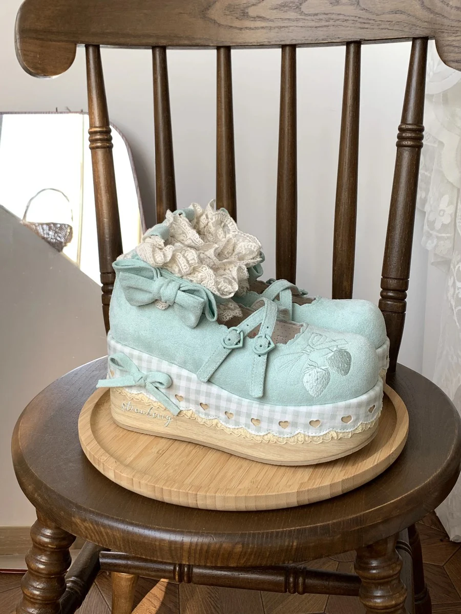 Rabbit Tangerine Strawberry Garden Velvet Wedges Shoes - Image 7