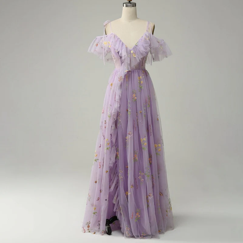 Rose Rain Oz's Witch Green & Purple Floral Maxi Dress - Image 7