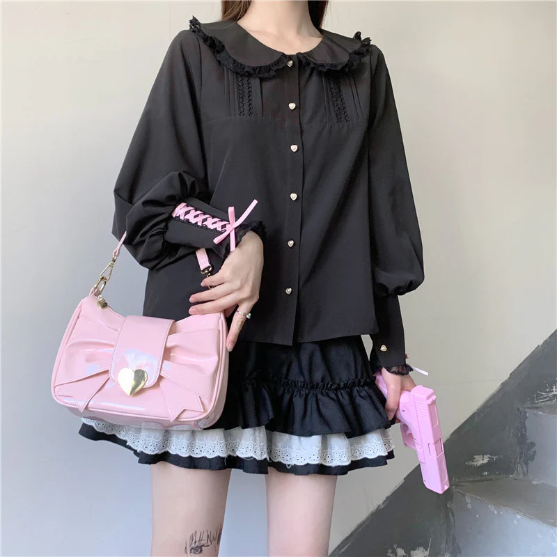 Seraphim Pretty Girl Cute Butterfly Bow Pink White Black Purple Blue Messenger Bag - Image 3