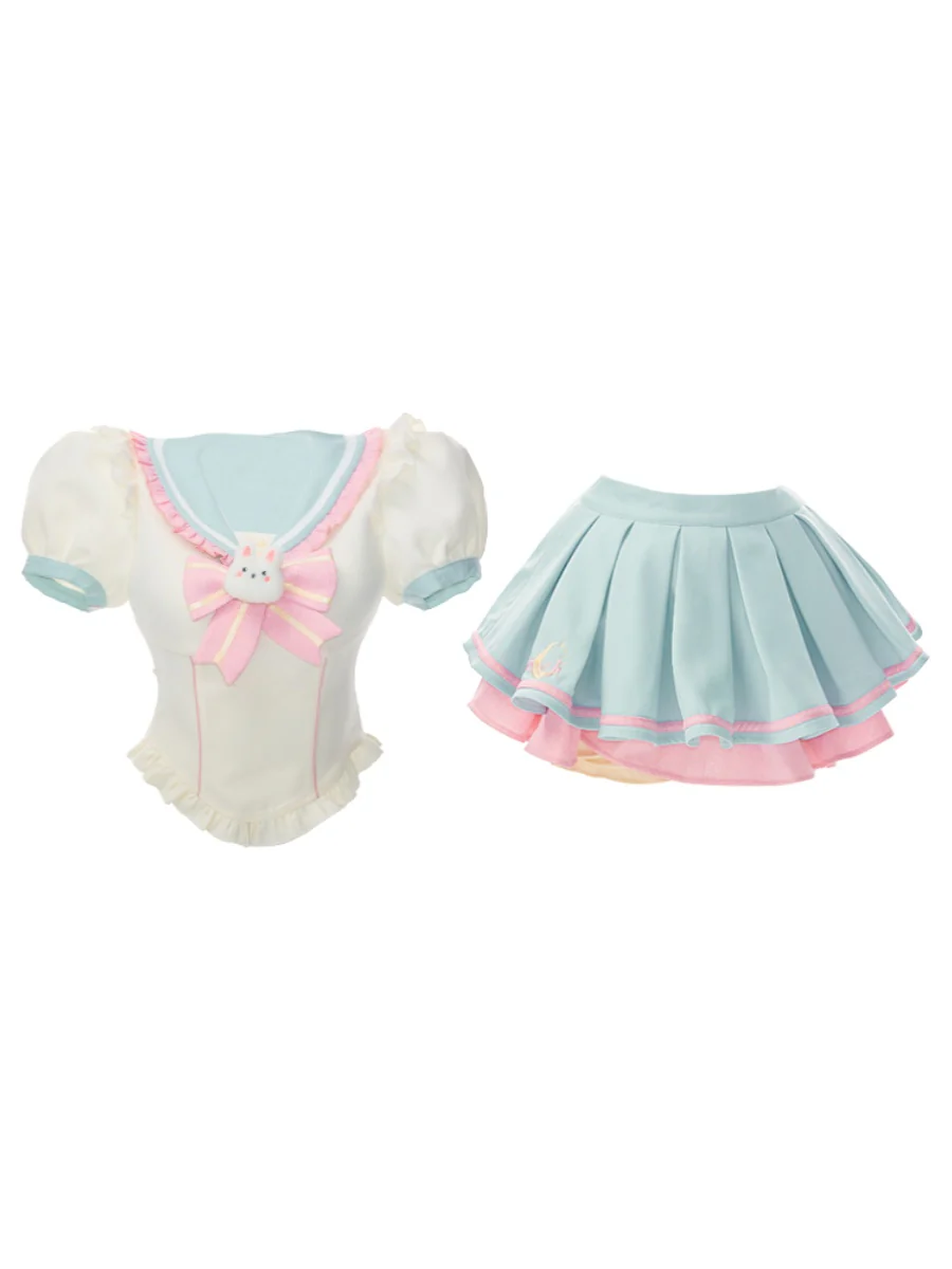 Serendipity Anime Magical Girl Cosplay Ice Star Seifuku Shirt Top & Skirt Two Piece Set - Image 2