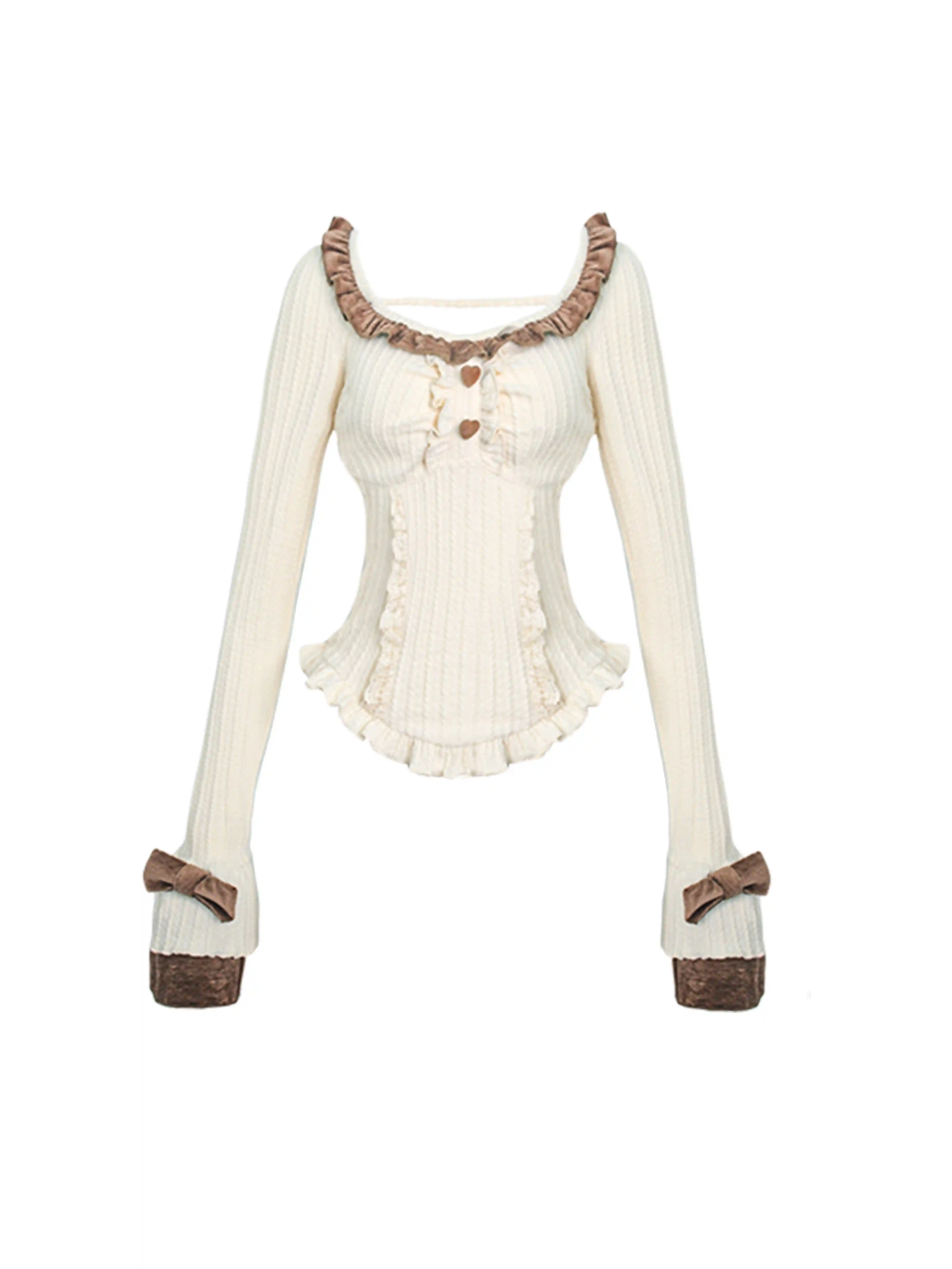 Serendipity Bear Mousse Brown Plaid Cape & Cream Top & Suspender Skirt Three Piece Set - Image 6