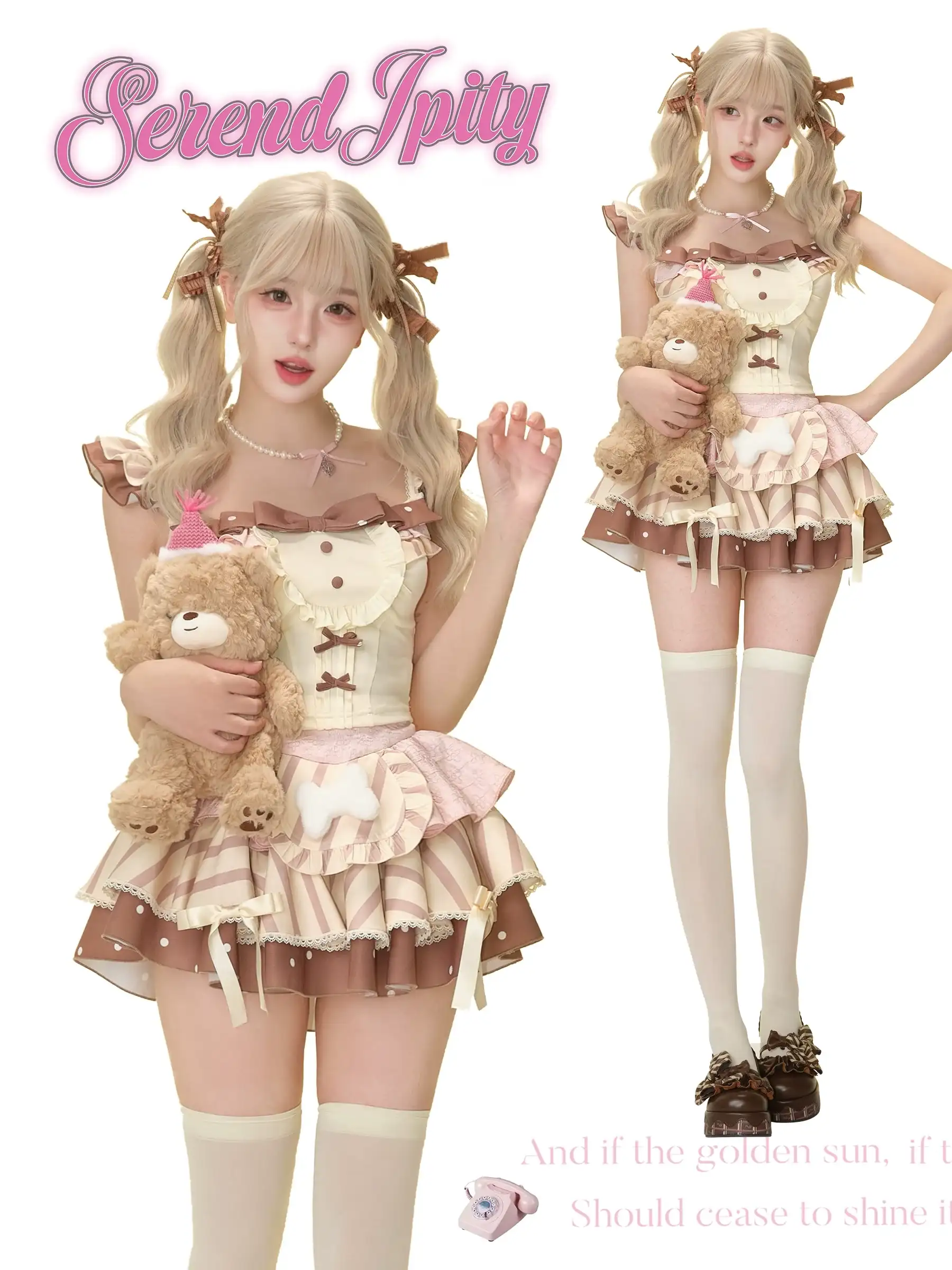 Serendipity Caramel Pudding Brown Top Skirt Two Piece Set - Image 4