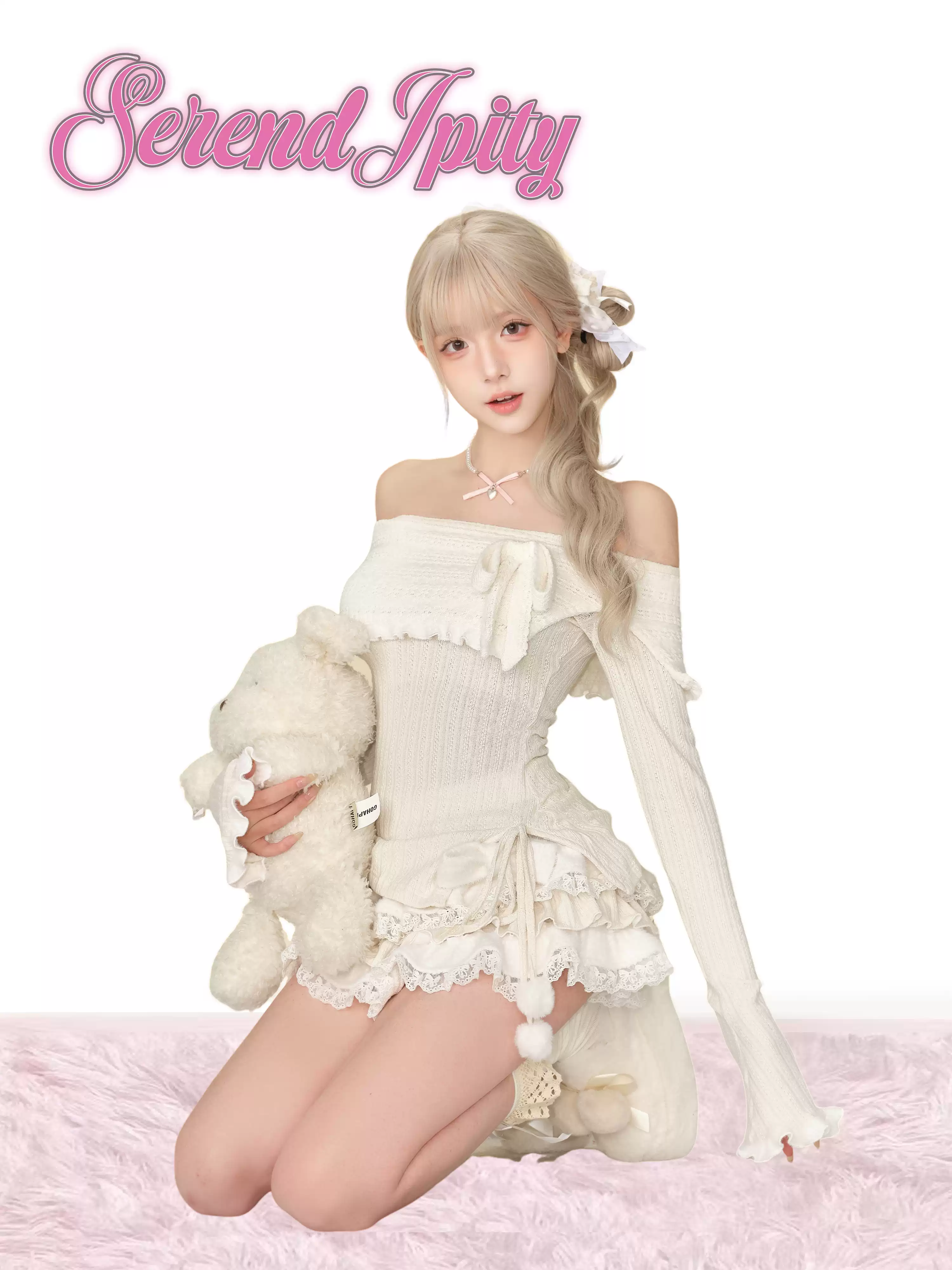 Serendipity Cloud Toffees Winter White Sweater Top & Skirt Two Piece Set - Image 4