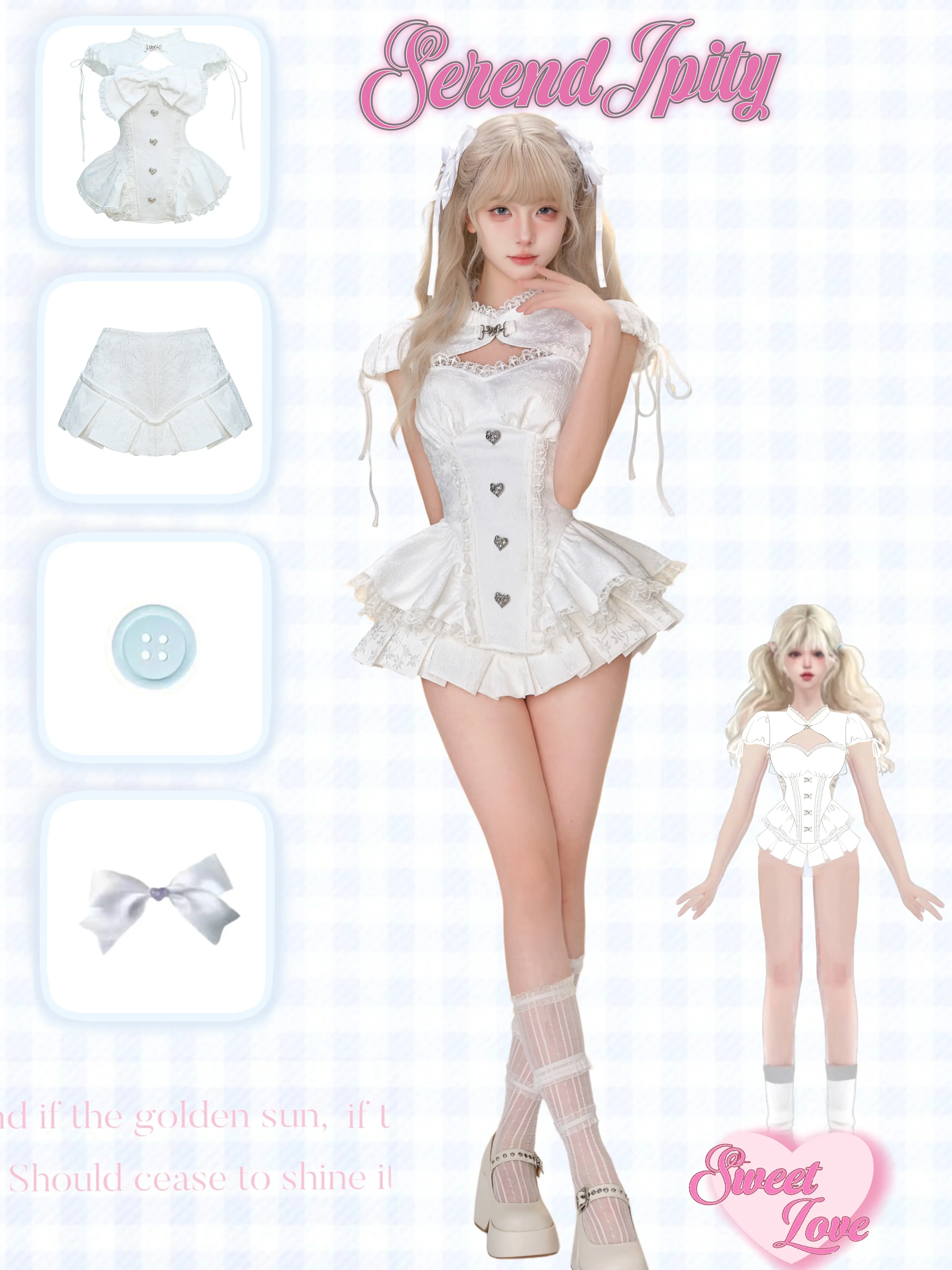 Serendipity Cupid Doll System White Top & Skirt Two Piece Set - Image 5