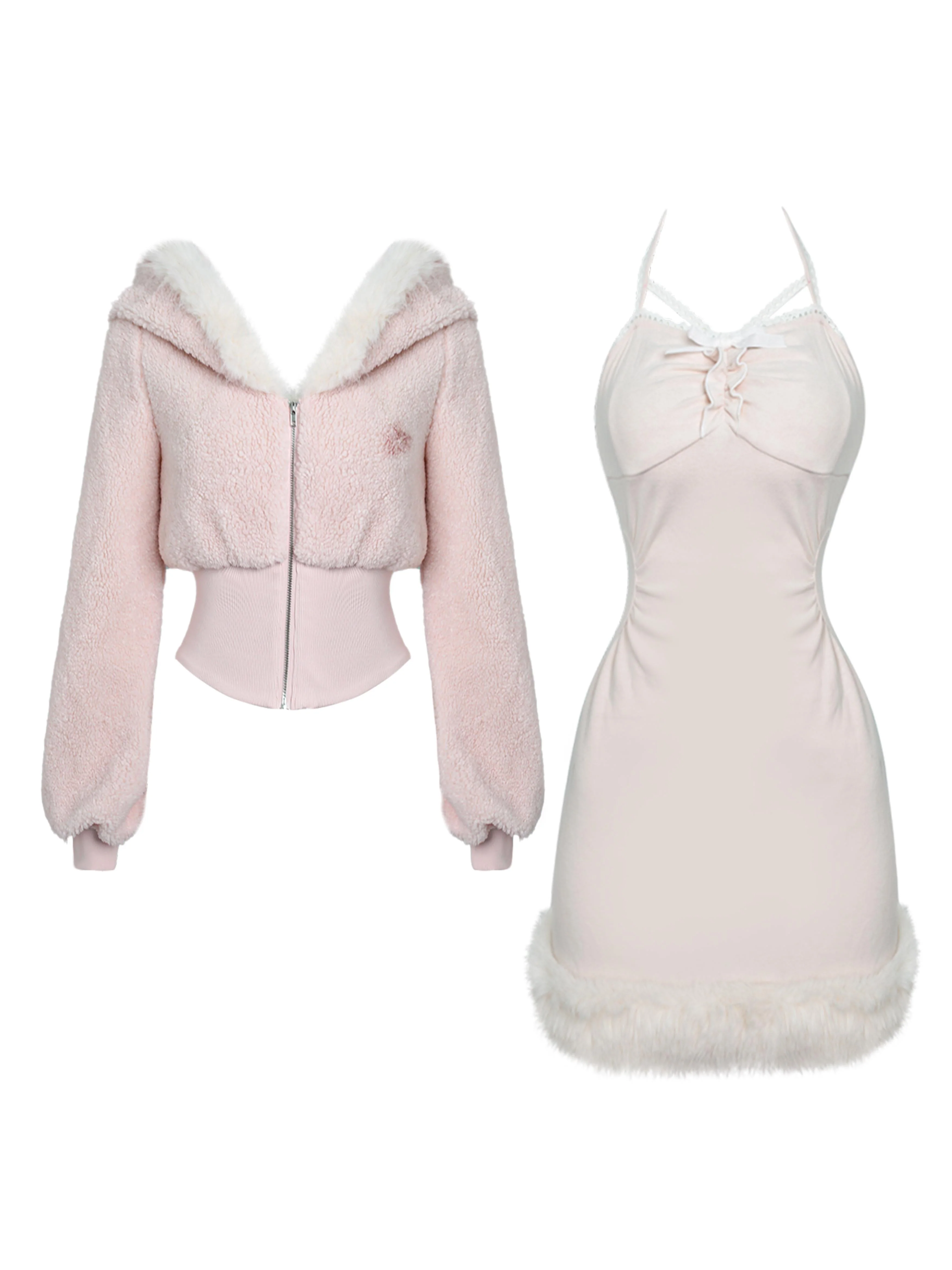 Serendipity Daily Peach Pink Jacket & Dress Two Piece Set - Image 2