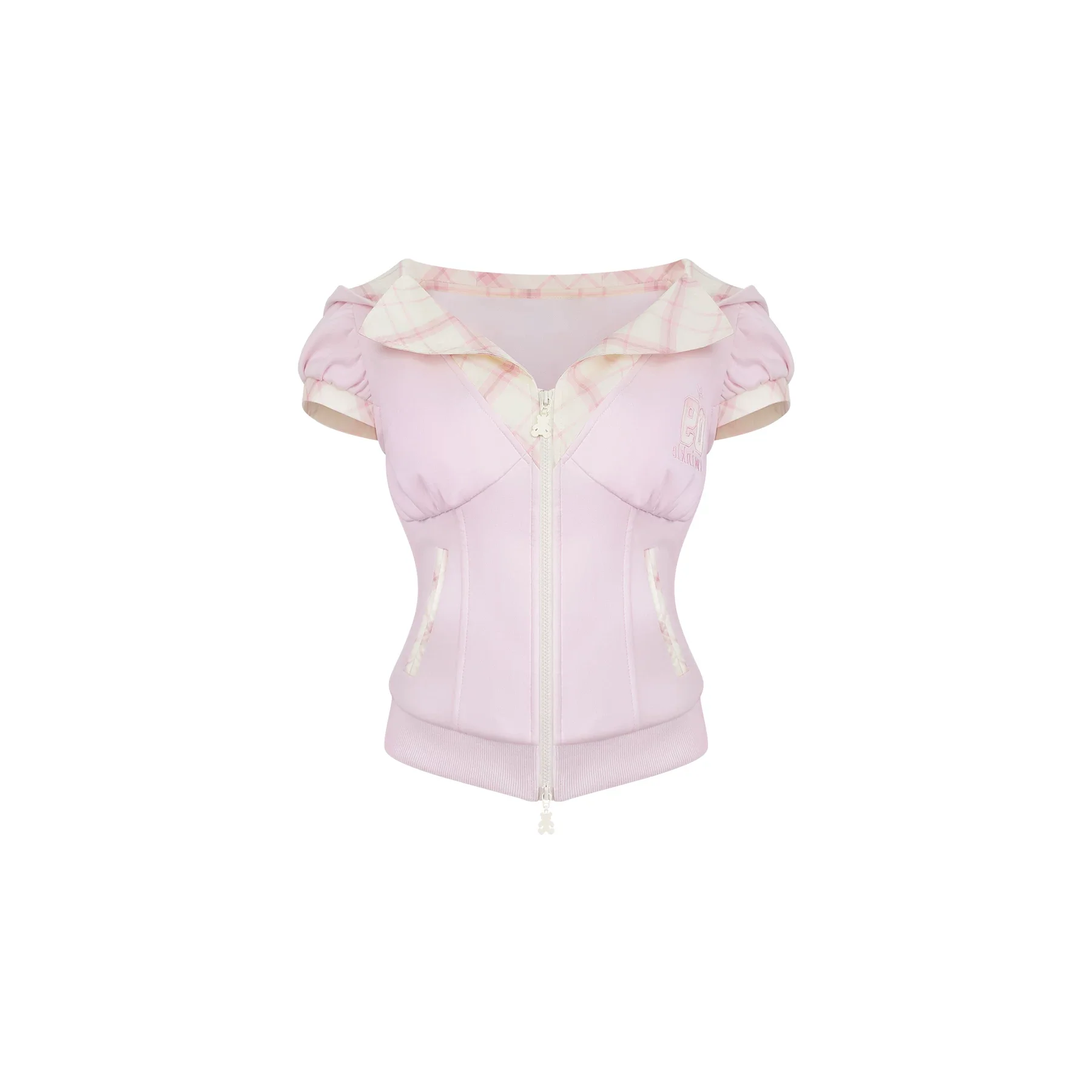 Serendipity Sporty Peach Heart Pink Jacket Shorts Two Piece Set - Image 4