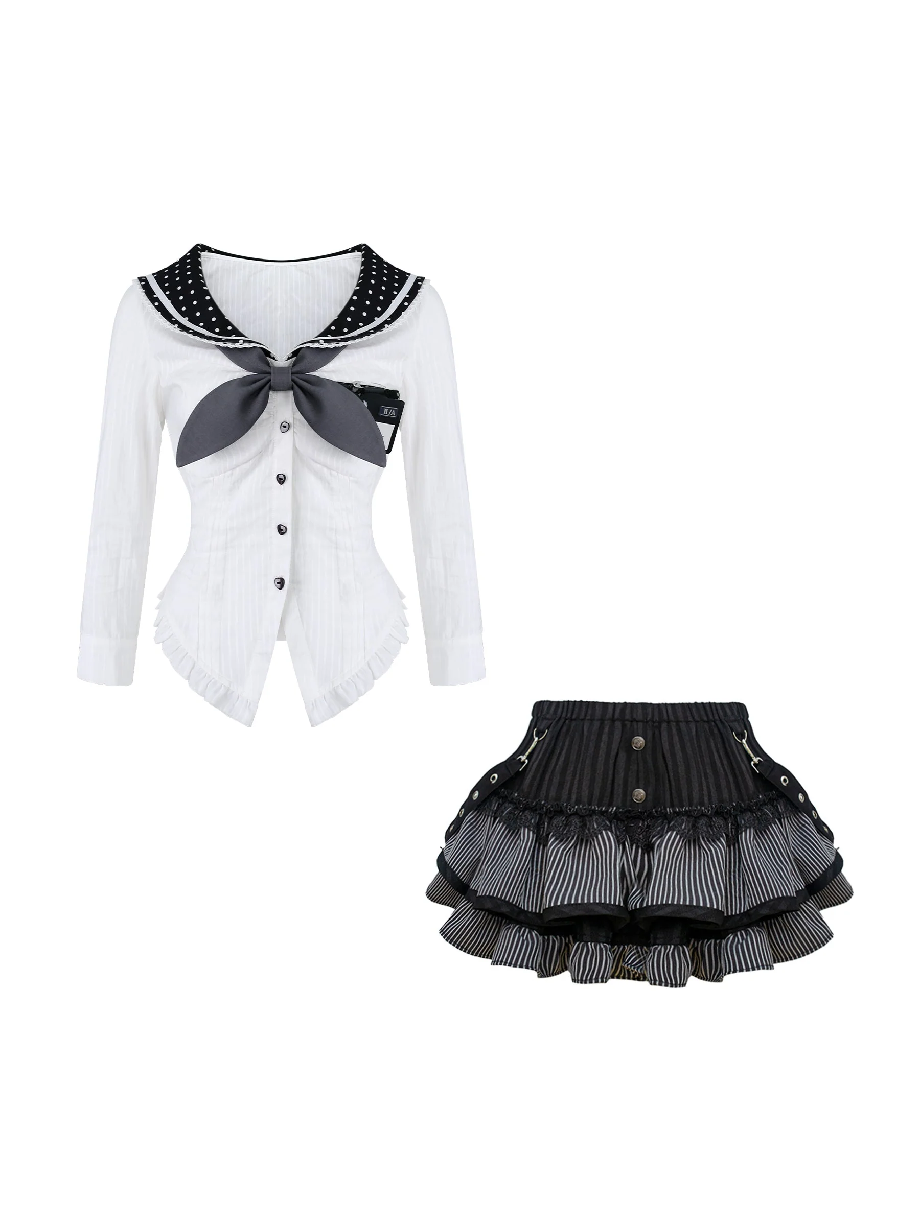 Serendipity Star Ash Academia Shirt Skirt Two Piece Set - Image 2