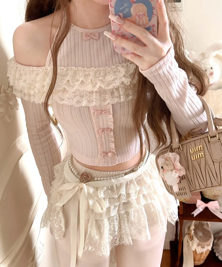 Sound of Spring Pink Cream Sweater Top - Image 5