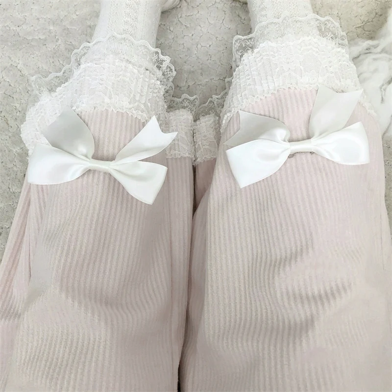 Soft Bow Pink White Black Trouser Pants - Image 4