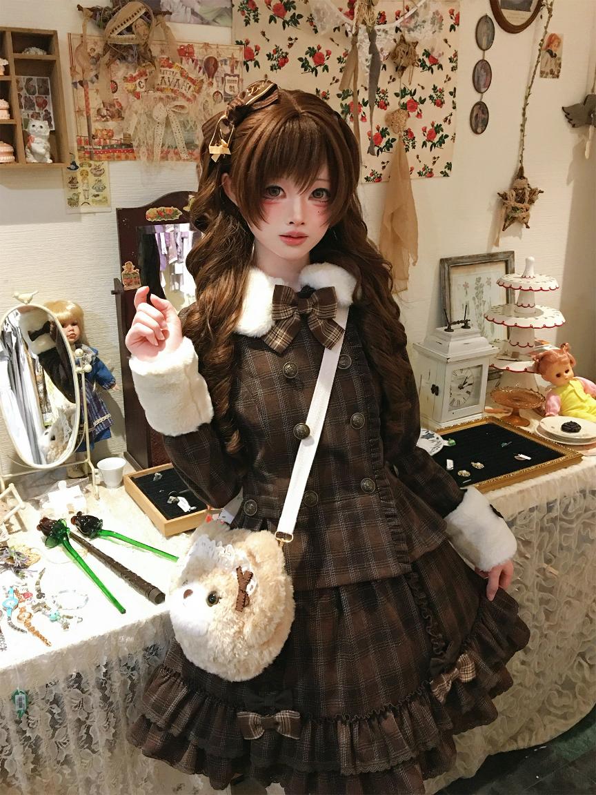 Sweet Dream Chocolate Filled Brown Plaid Jacket Skirt Two Piece Set - Image 8