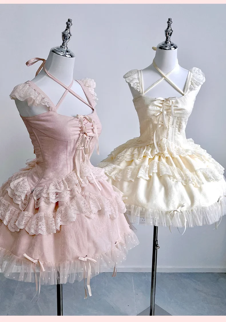 Diamond Sweetheart Sweet Fragrance French Balletcore Girl White Pink Coquette Elegant Dress - Image 6
