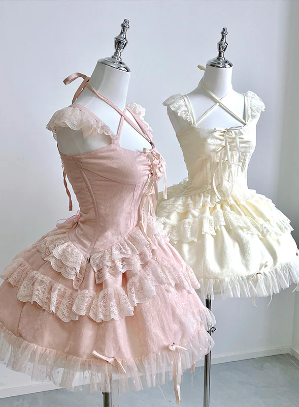 Diamond Sweetheart Sweet Fragrance French Balletcore Girl White Pink Coquette Elegant Dress - Image 7