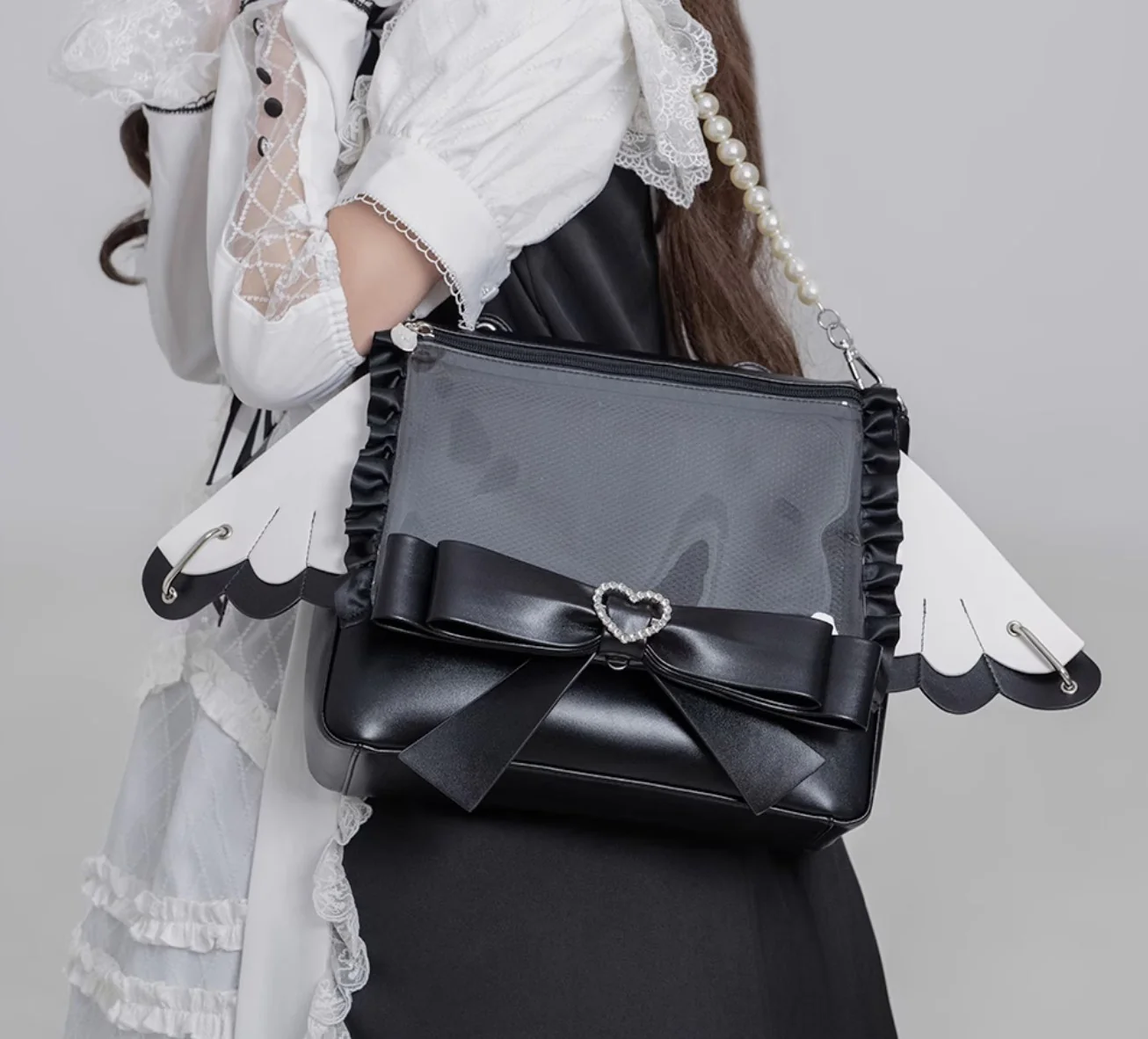 Sweet Lady Dream Meow Cat Tail Wings Black Backpack Bag - Image 2