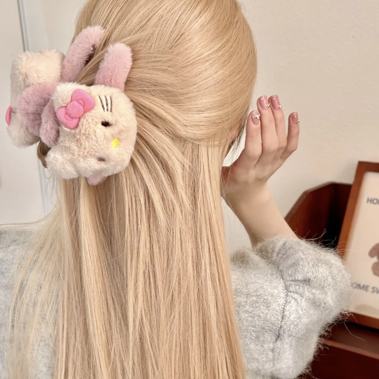 Sweet Plush Kitty Cartoon Pink Hair Claws Hair Clips Hair Accessories - Image 3