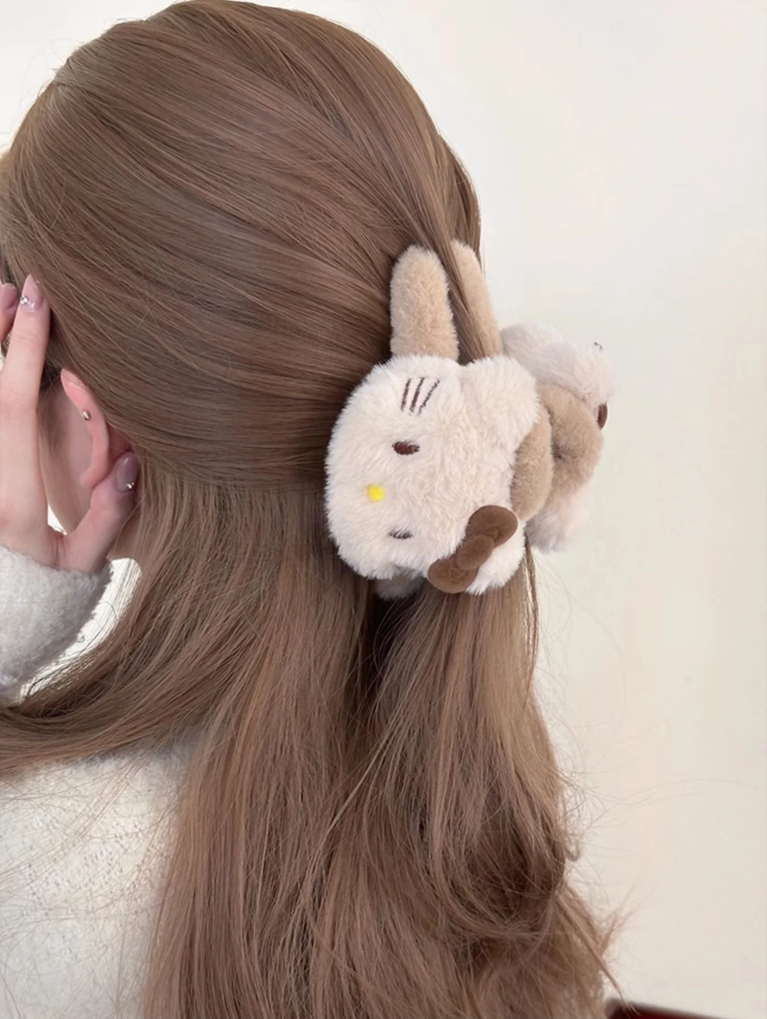 Sweet Plush Kitty Cartoon Pink Hair Claws Hair Clips Hair Accessories - Image 4