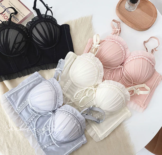 Sweet Soft Angel Moonlight Lace Ribbon Bow Lingerie Bra Panties Set - Image 8