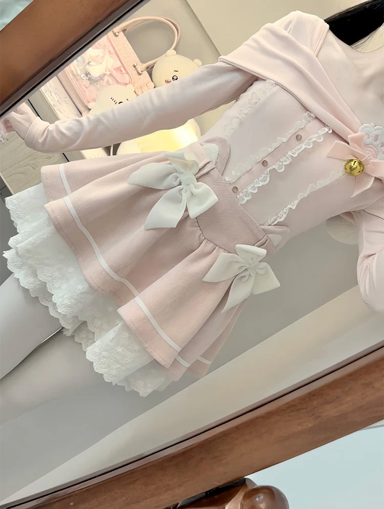 Sweetheart Cat Pink Top & White Skirt Two Piece Set - Image 6