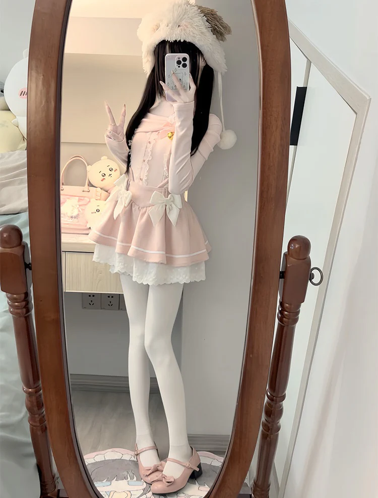 Sweetheart Cat Pink Top & White Skirt Two Piece Set - Image 7