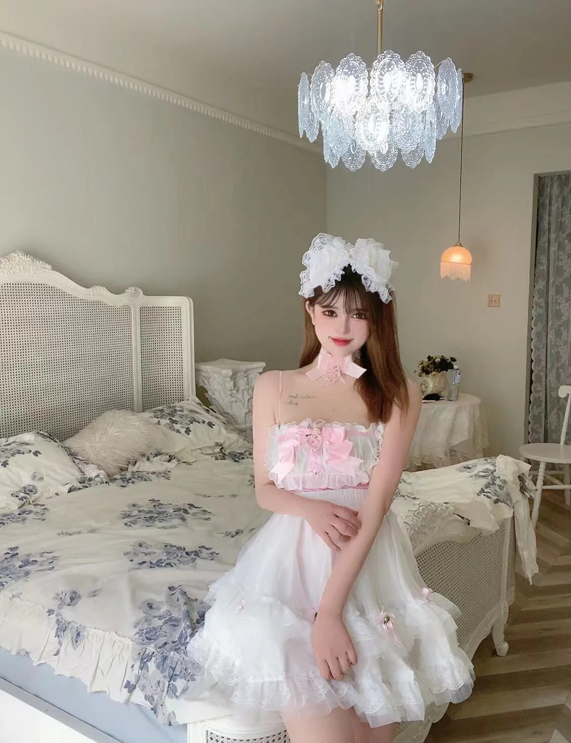 Sweetheart Princess Fairy Rose Lace Pink Camisole Top - Image 10