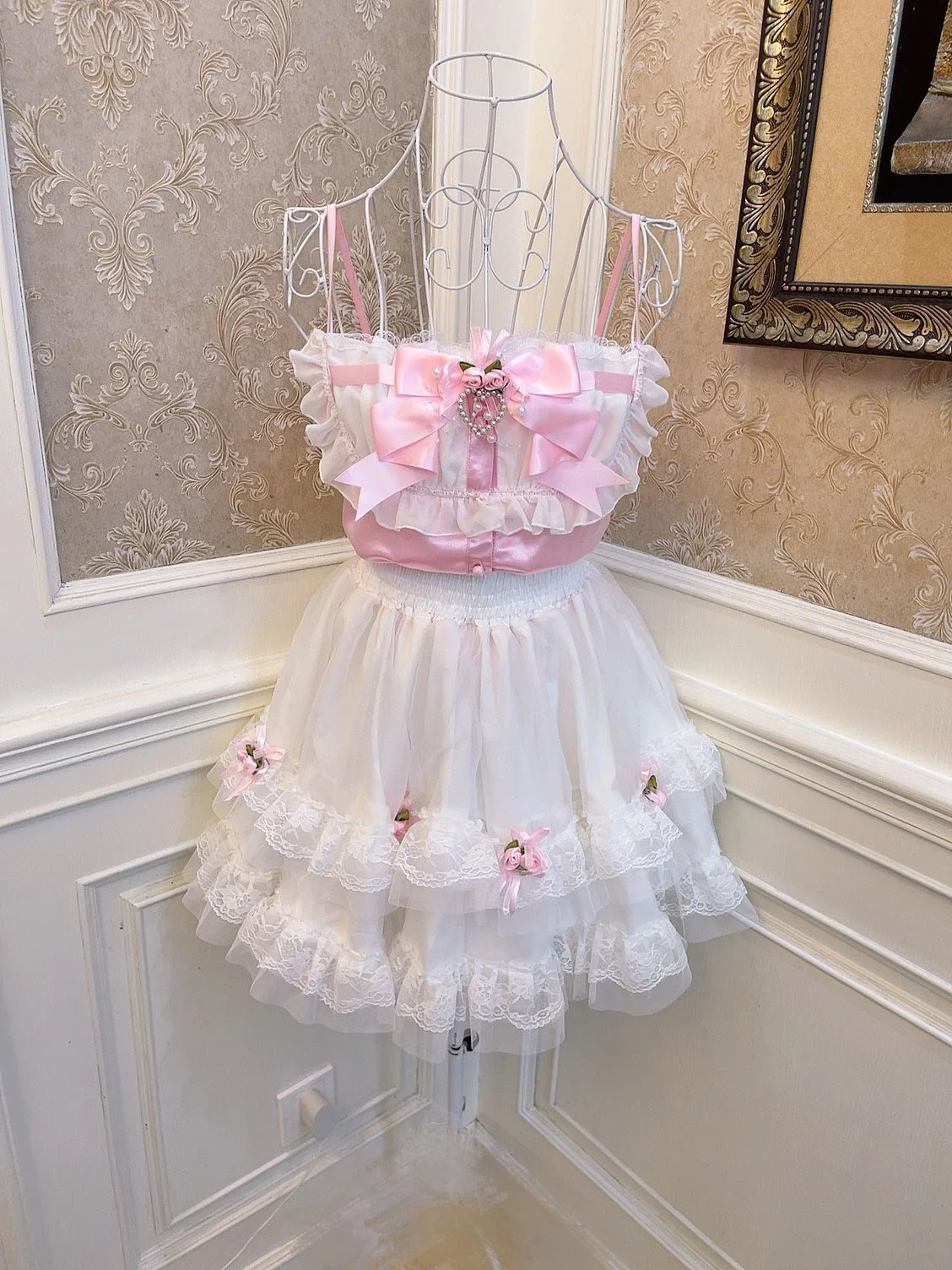 Sweetheart Princess Fairy Rose Lace Pink Camisole Top - Image 7