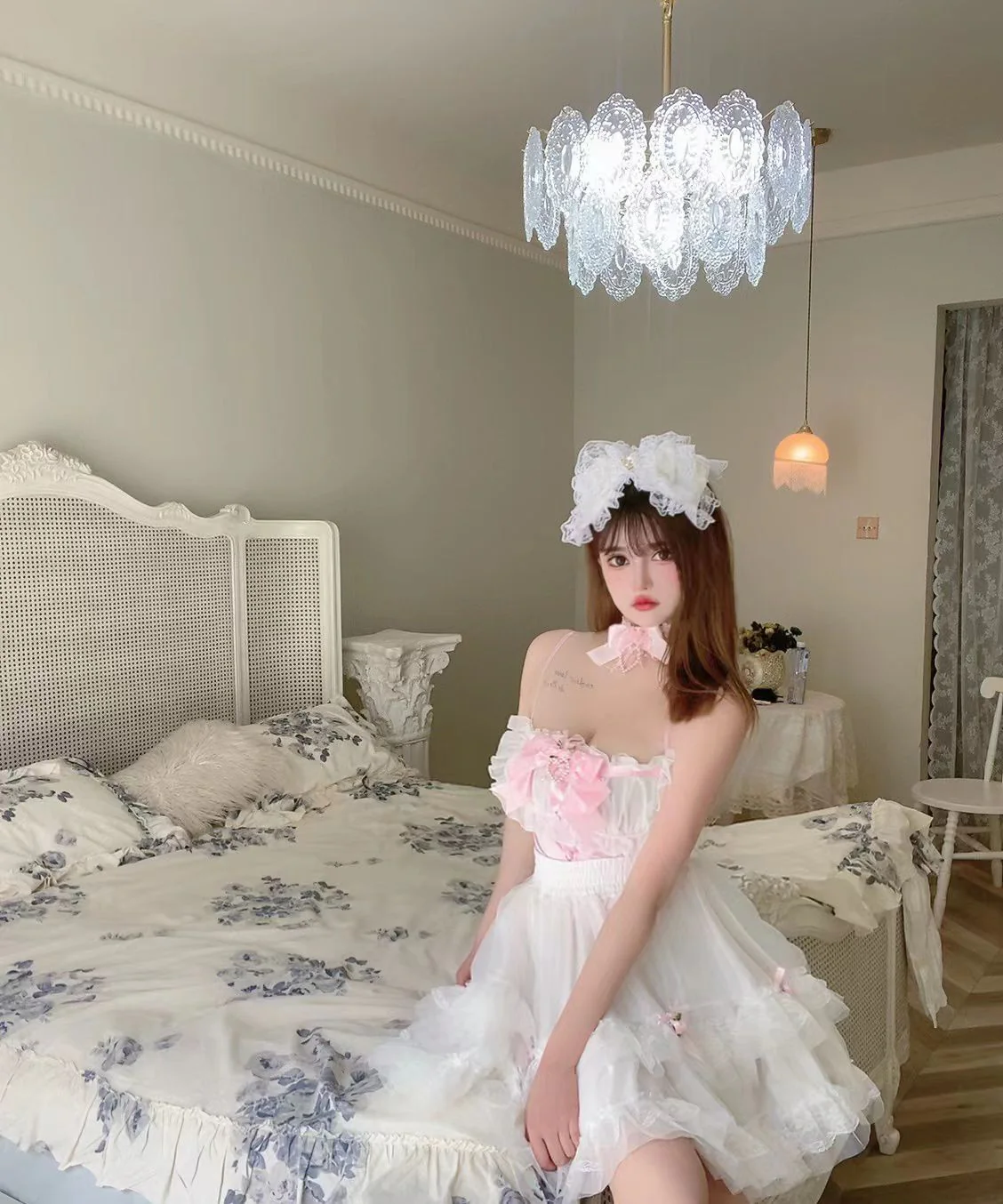 Sweetheart Princess Fairy Rose Lace Pink Camisole Top - Image 9