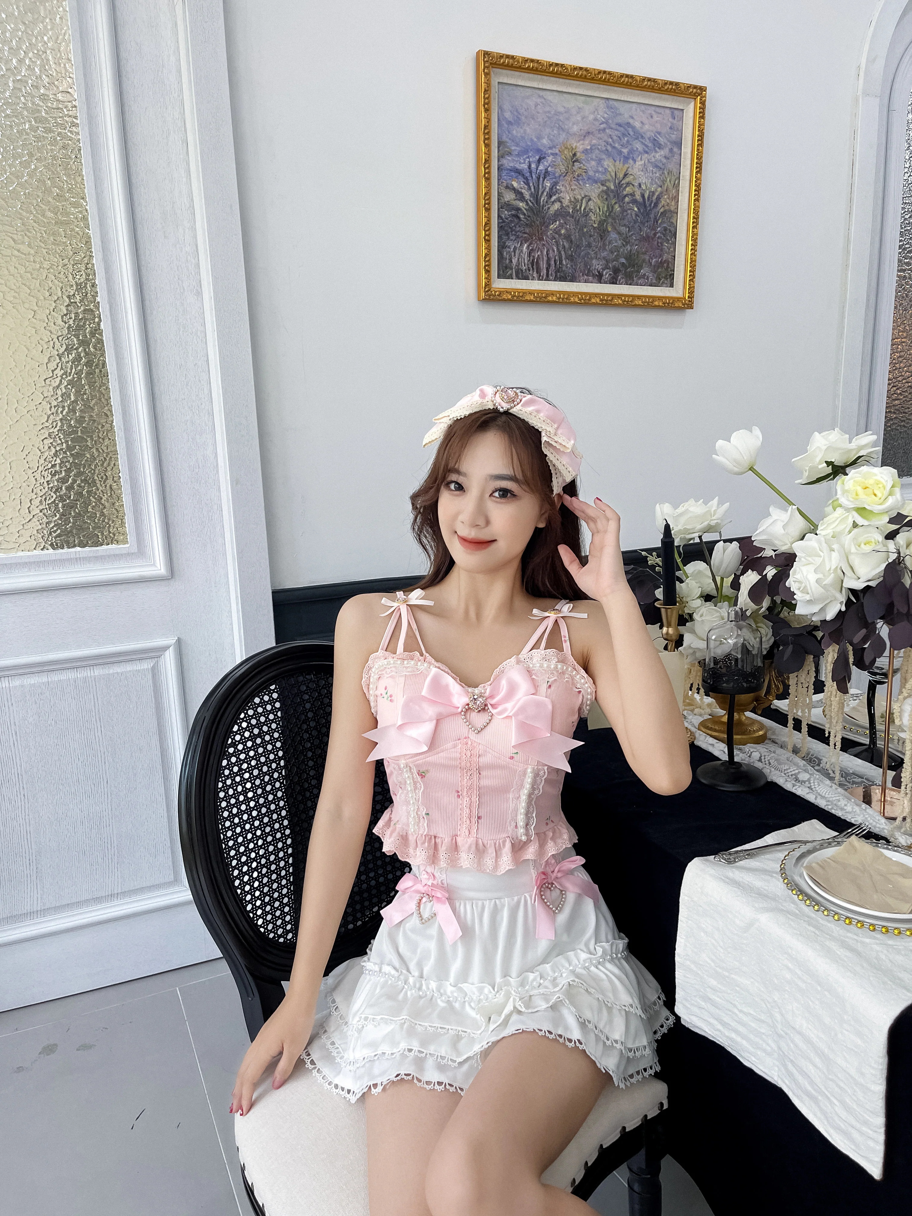 Sweetheart Princess Lace Bow Ruffled Cake White Skirt - Image 13