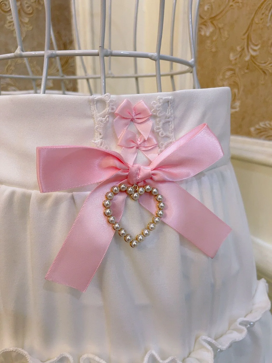 Sweetheart Princess Lace Bow Ruffled Cake White Skirt - Image 3