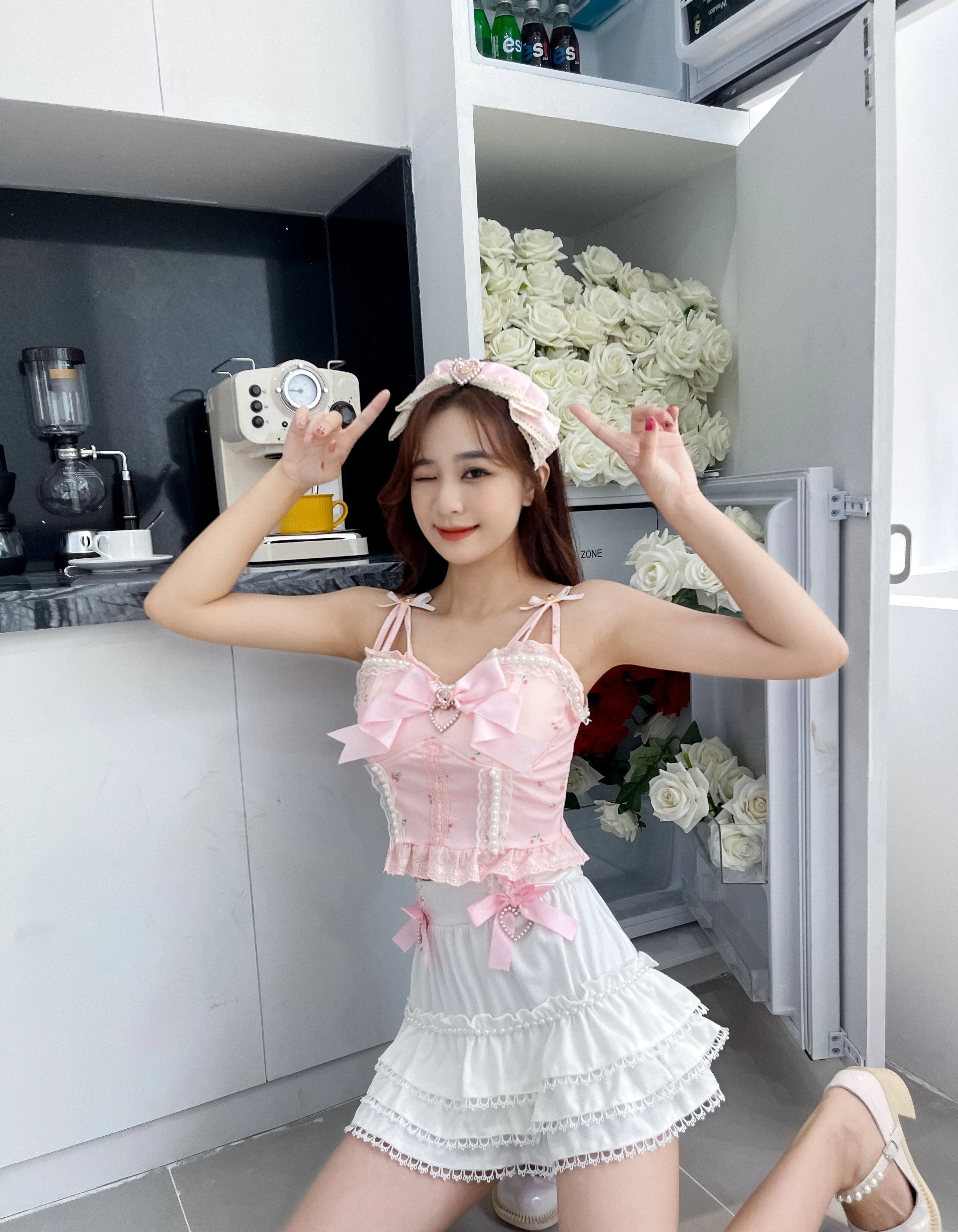 Sweetheart Princess Lace Bow Ruffled Cake White Skirt - Image 7