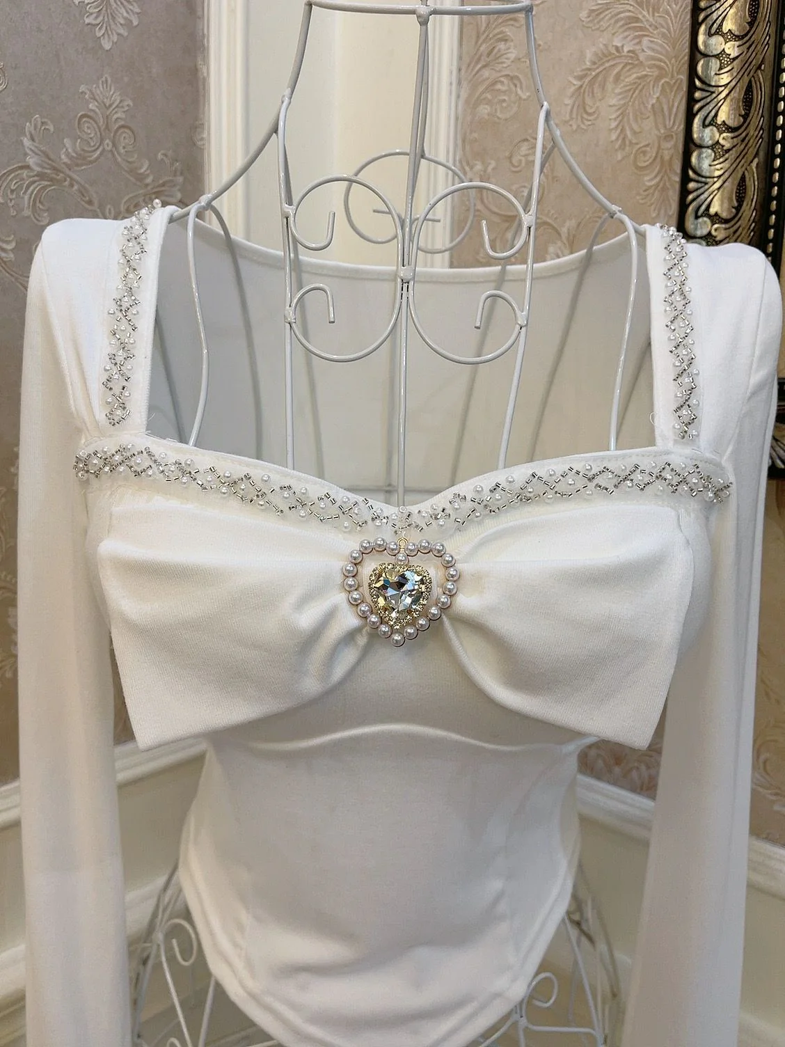 Sweetheart Princess Luxurious Beads White Black Blue Top - Image 8