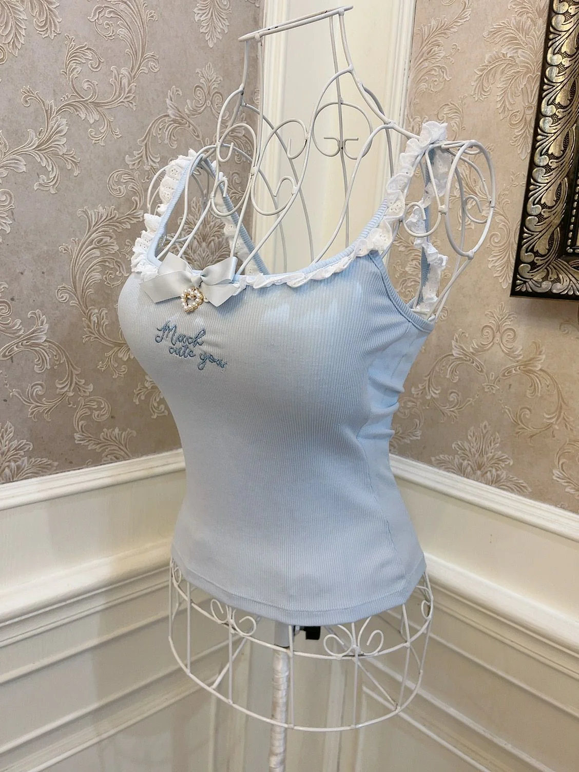 Sweetheart Princess Much Cute Black White Blue Camisole Top - Image 4