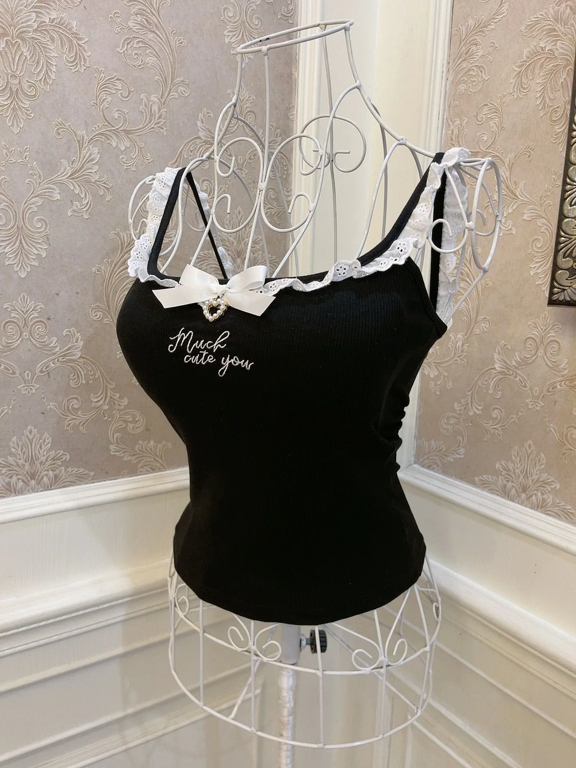 Sweetheart Princess Much Cute Black White Blue Camisole Top - Image 6