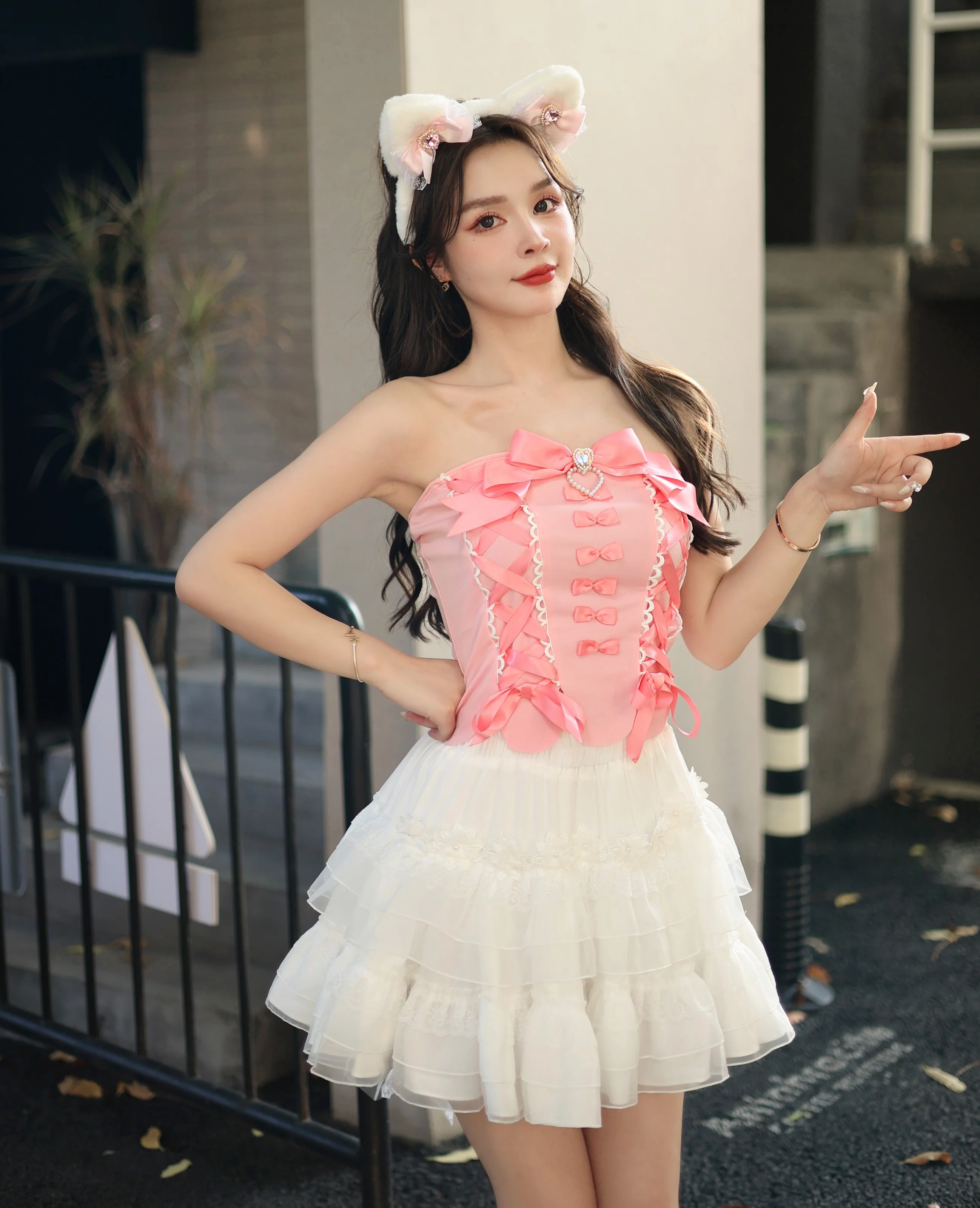 Sweetheart Princess Plush Cat Ears Diamond Heart Winter Hairband Headband - Image 7