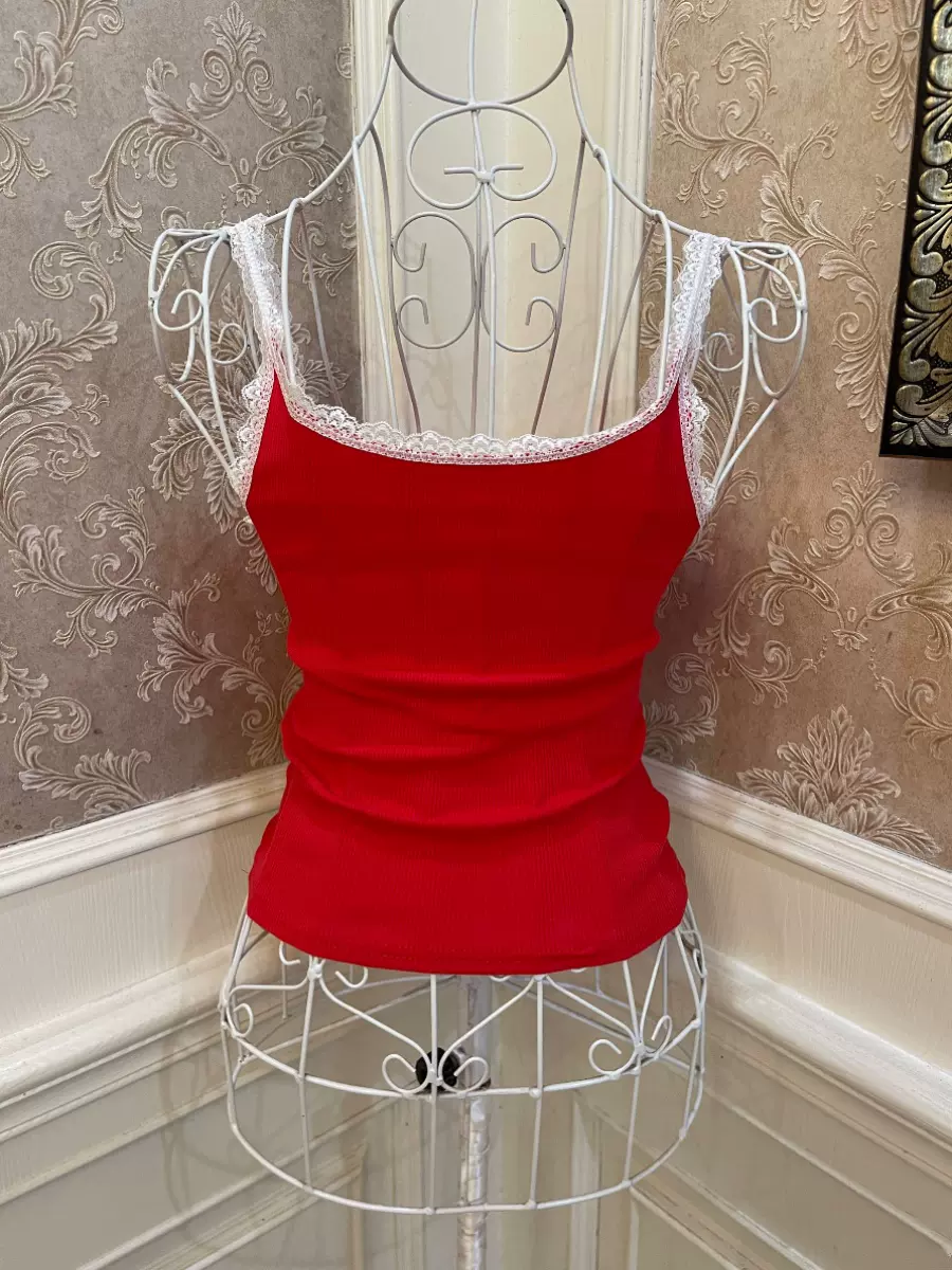 Sweetheart Princess Red Strawberry Rabbit Camisole Top - Image 3