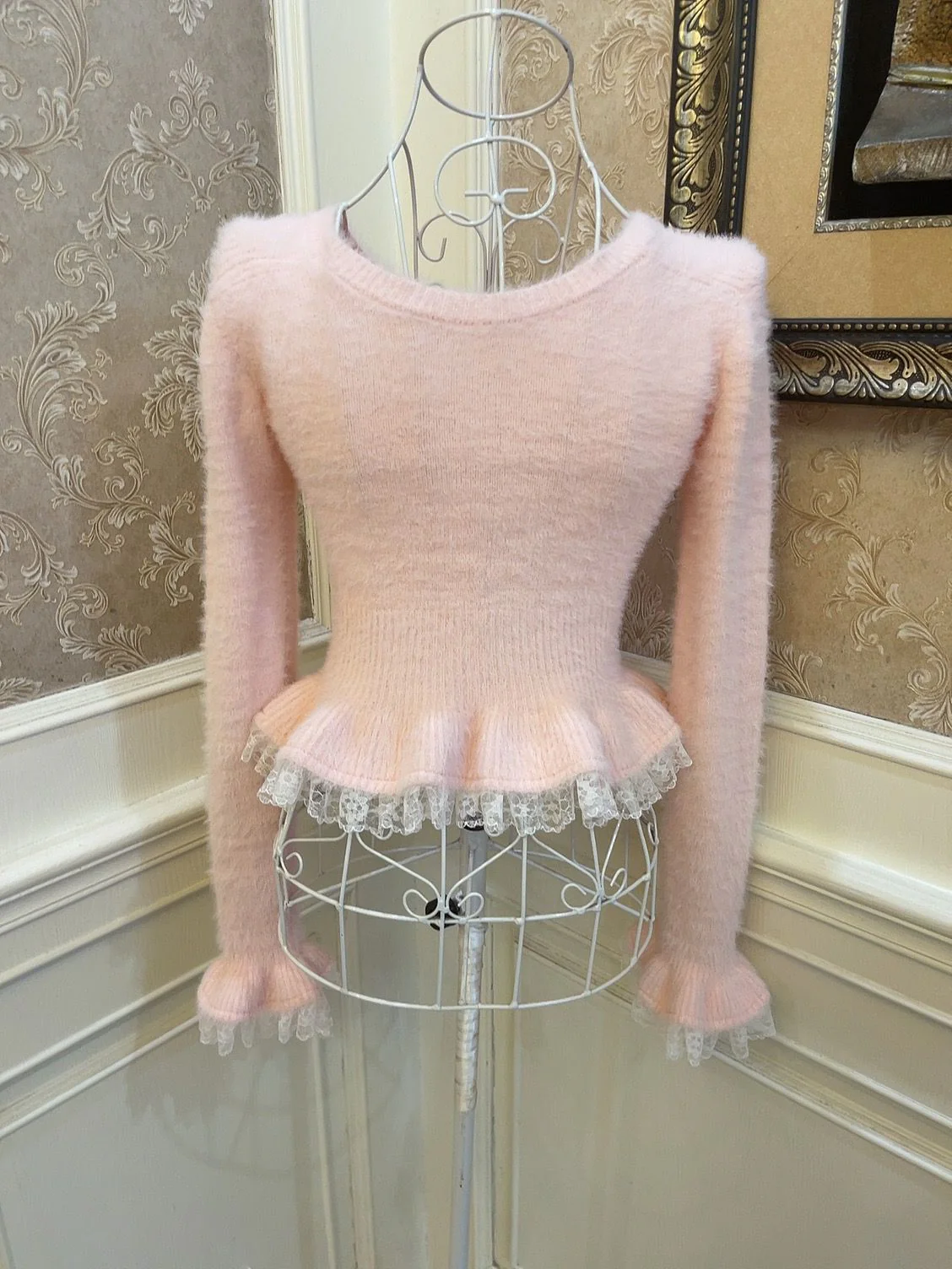Sweetheart Princess Winter Marie Cat Pink Fuzzy Cropped Sweater & White Ruffled Skirt Two Piece Set - Image 8