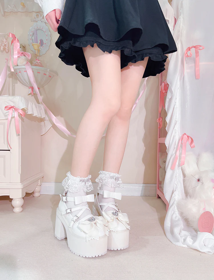 Transfer Student Jirai Kei Virtual Lover Black White Pink Blue High Heels Shoes - Image 11