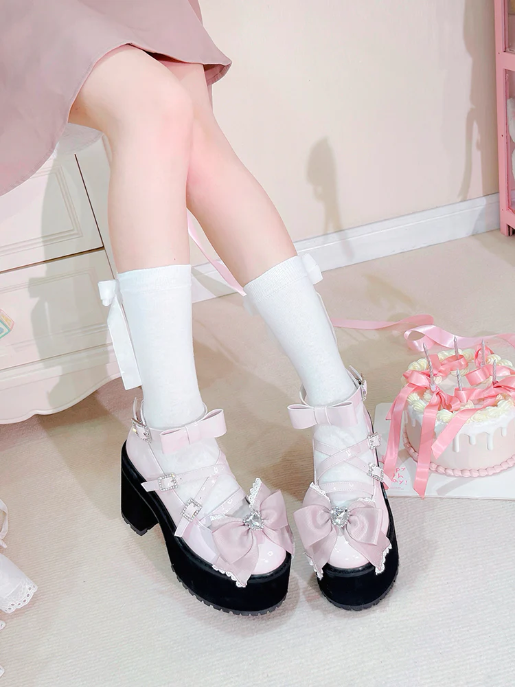 Transfer Student Jirai Kei Virtual Lover Black White Pink Blue High Heels Shoes - Image 8