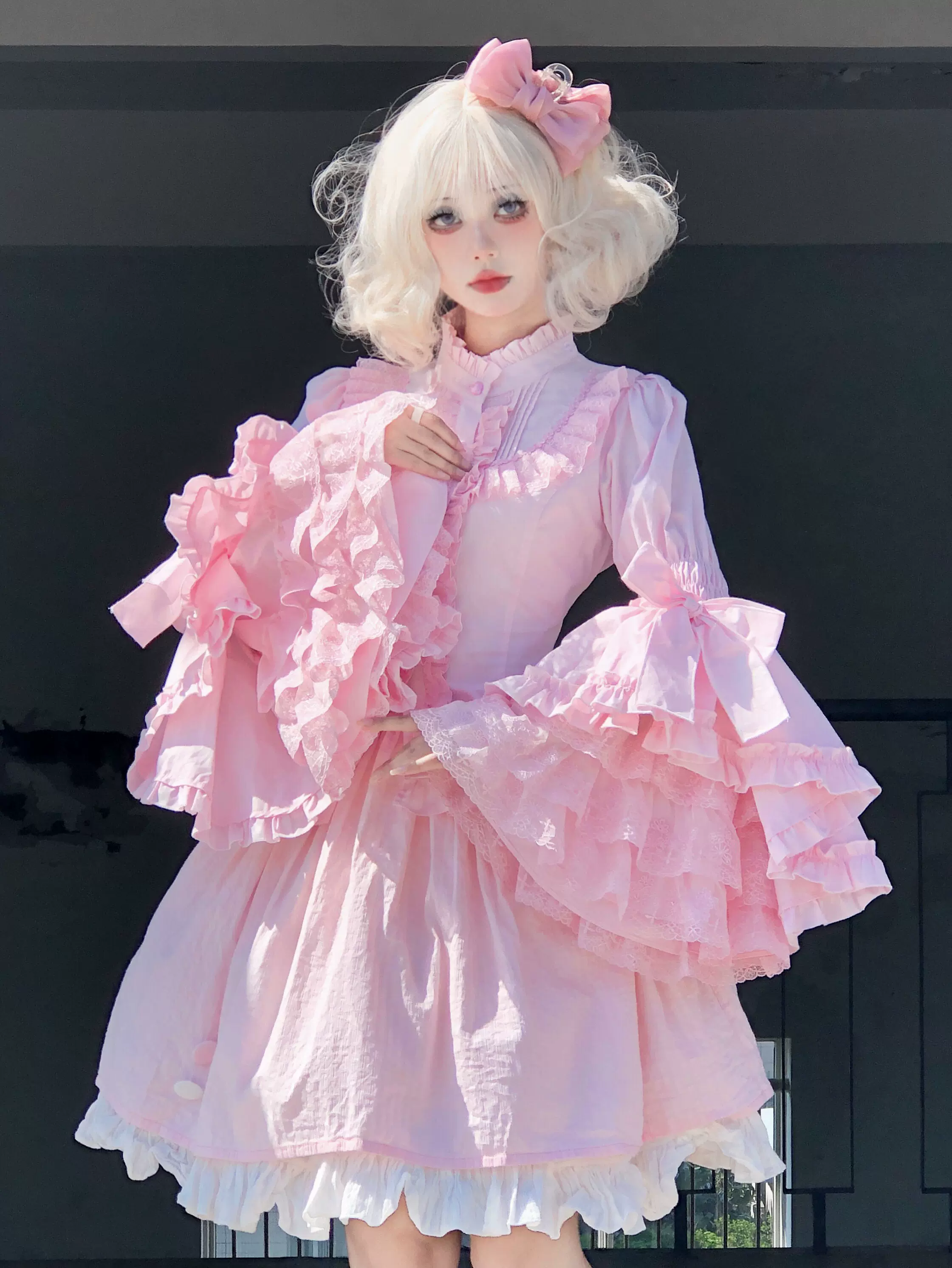 Twilight Lolita Plus Size Doll Collar Long Bell Sleeve Blouse Shirt - Image 10