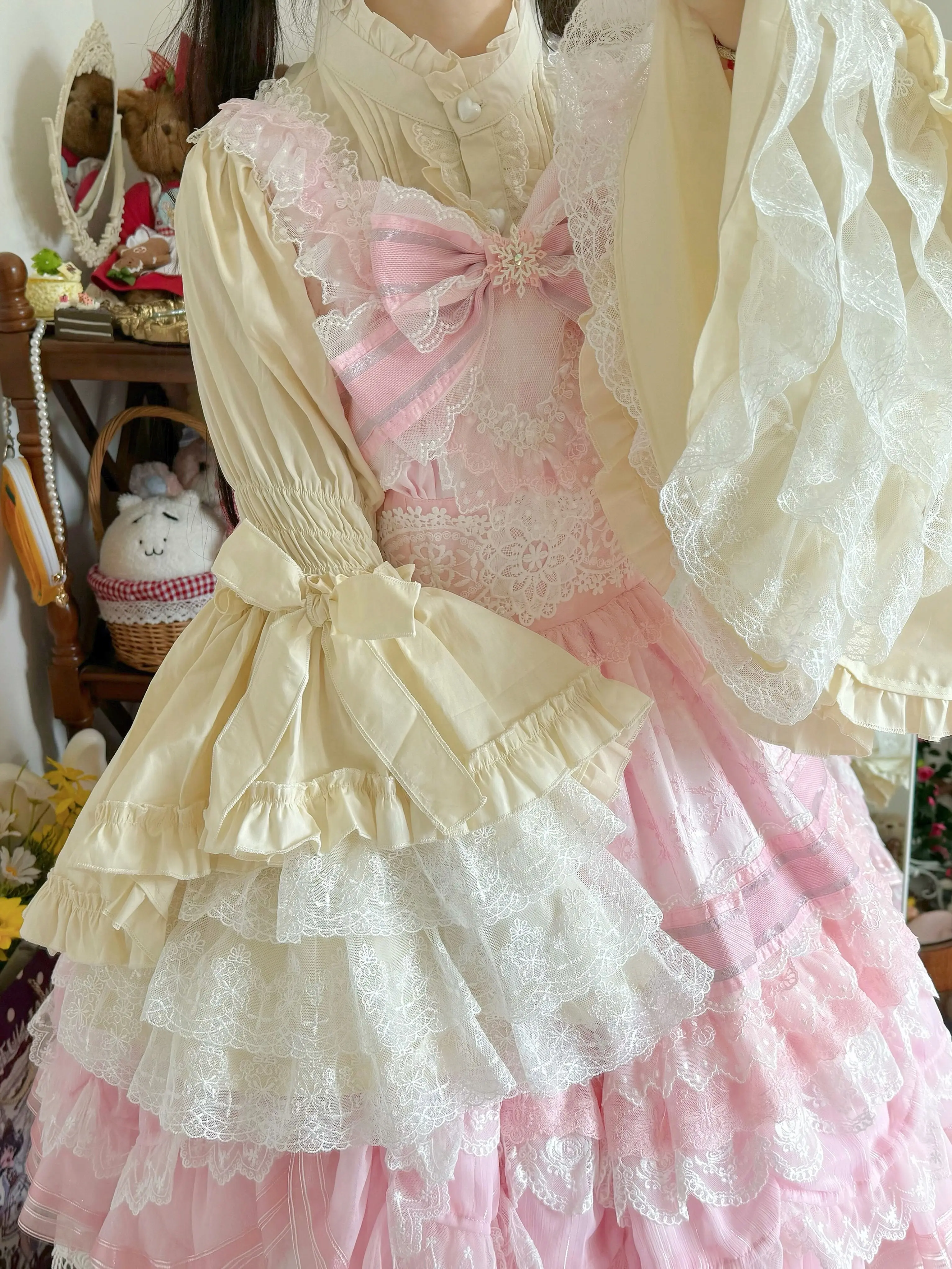 Twilight Lolita Plus Size Doll Collar Long Bell Sleeve Blouse Shirt - Image 13