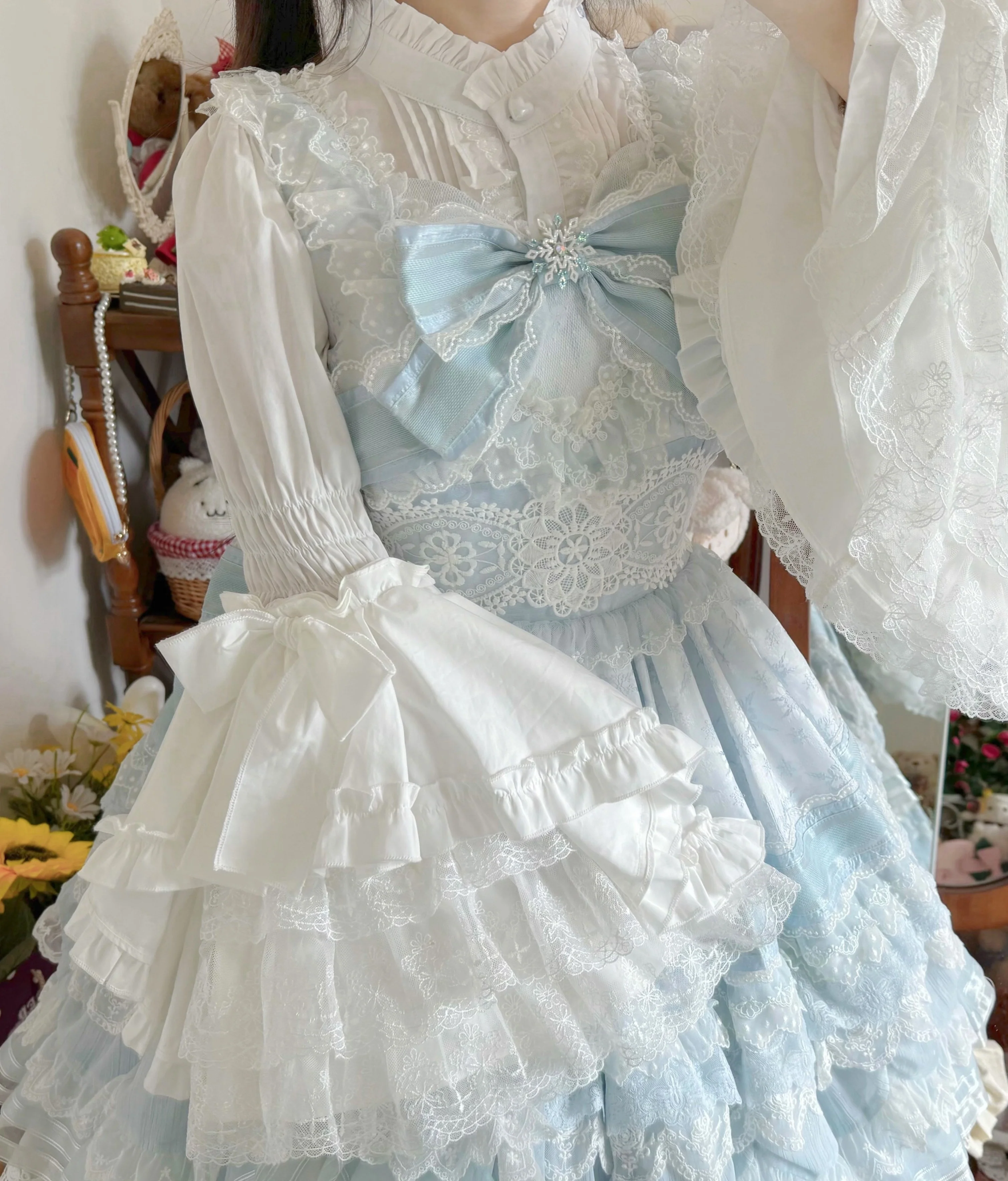 Twilight Lolita Plus Size Doll Collar Long Bell Sleeve Blouse Shirt - Image 14