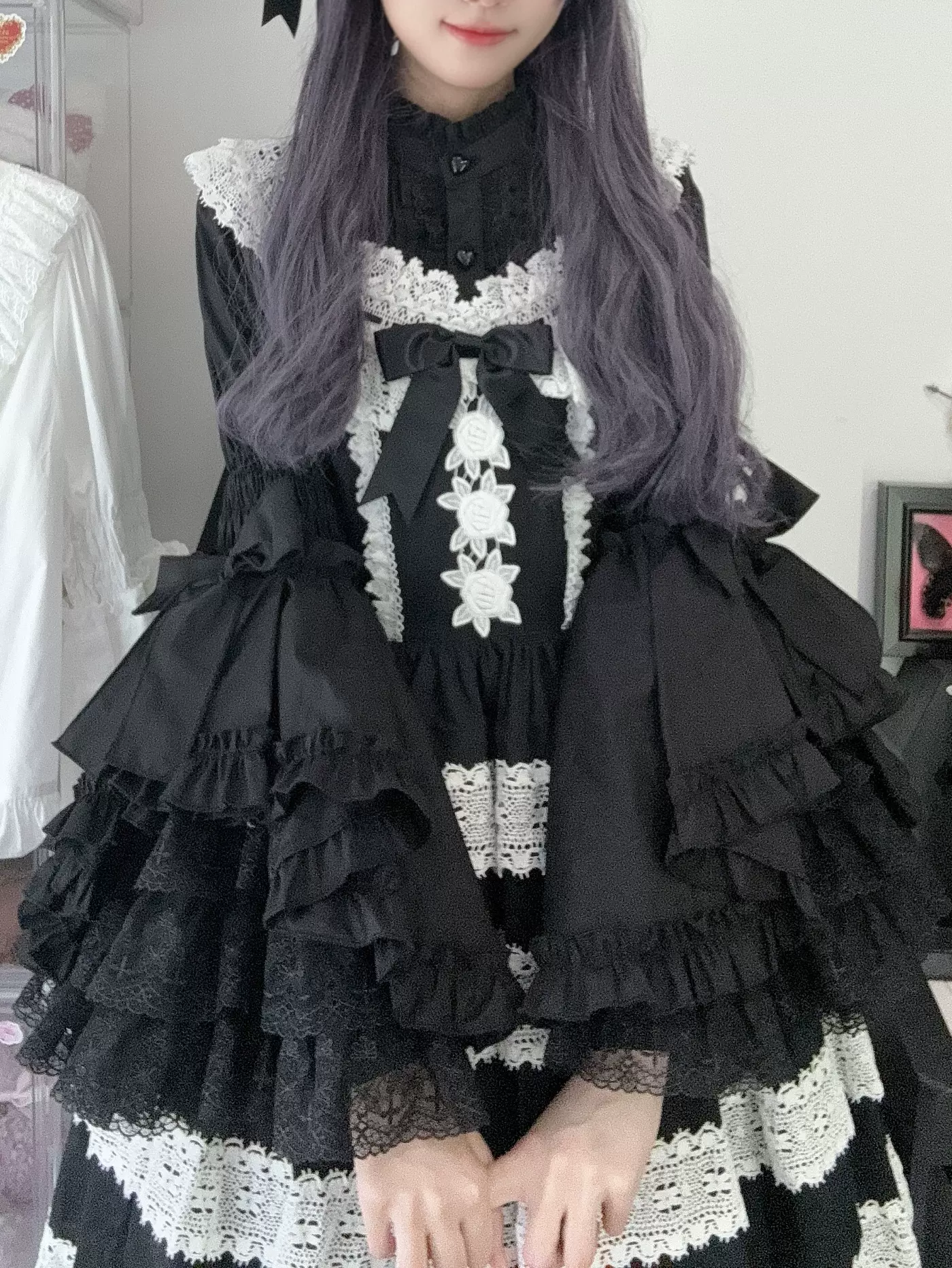 Twilight Lolita Plus Size Doll Collar Long Bell Sleeve Blouse Shirt - Image 15