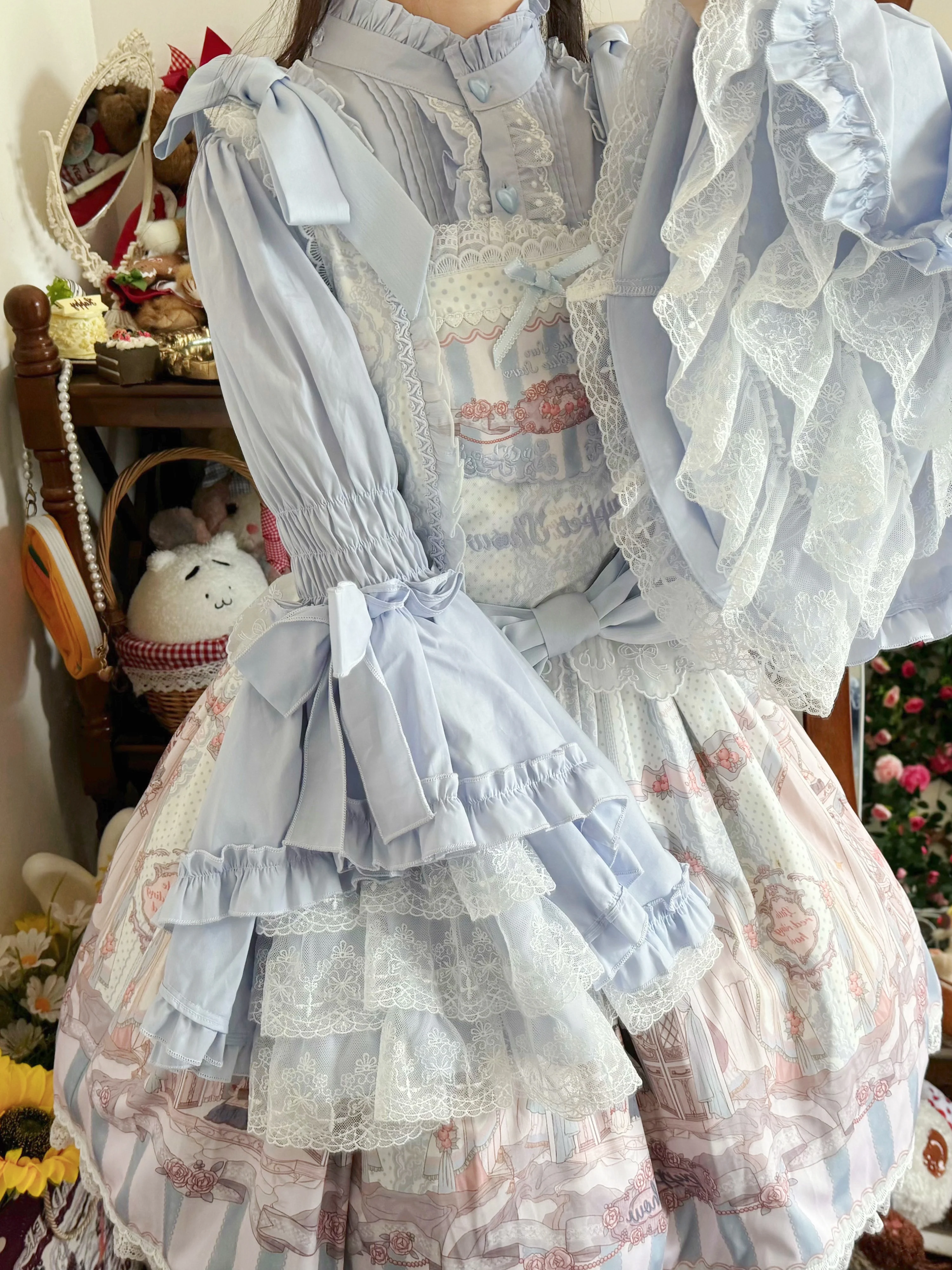 Twilight Lolita Plus Size Doll Collar Long Bell Sleeve Blouse Shirt - Image 18