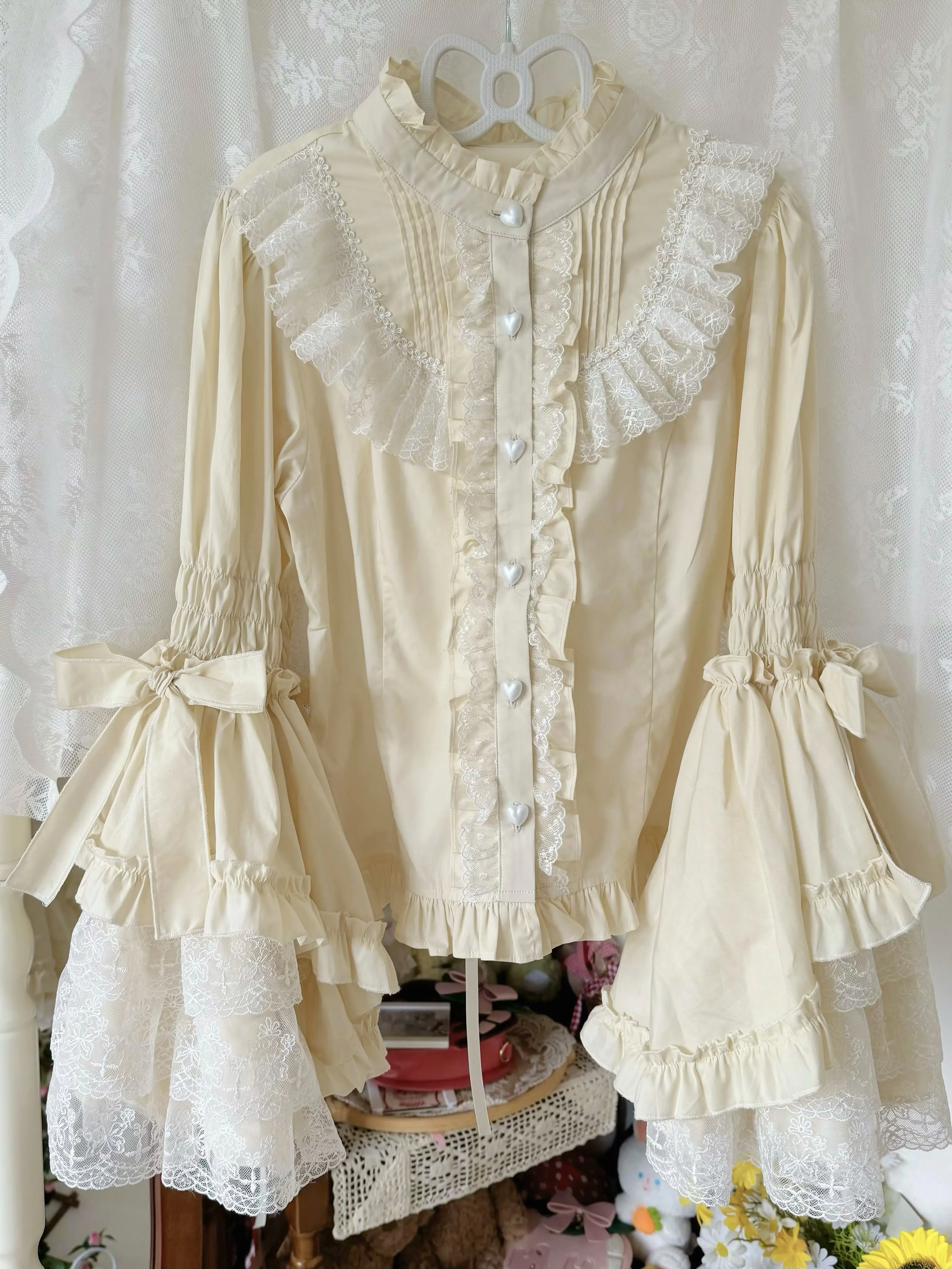 Twilight Lolita Plus Size Doll Collar Long Bell Sleeve Blouse Shirt - Image 4