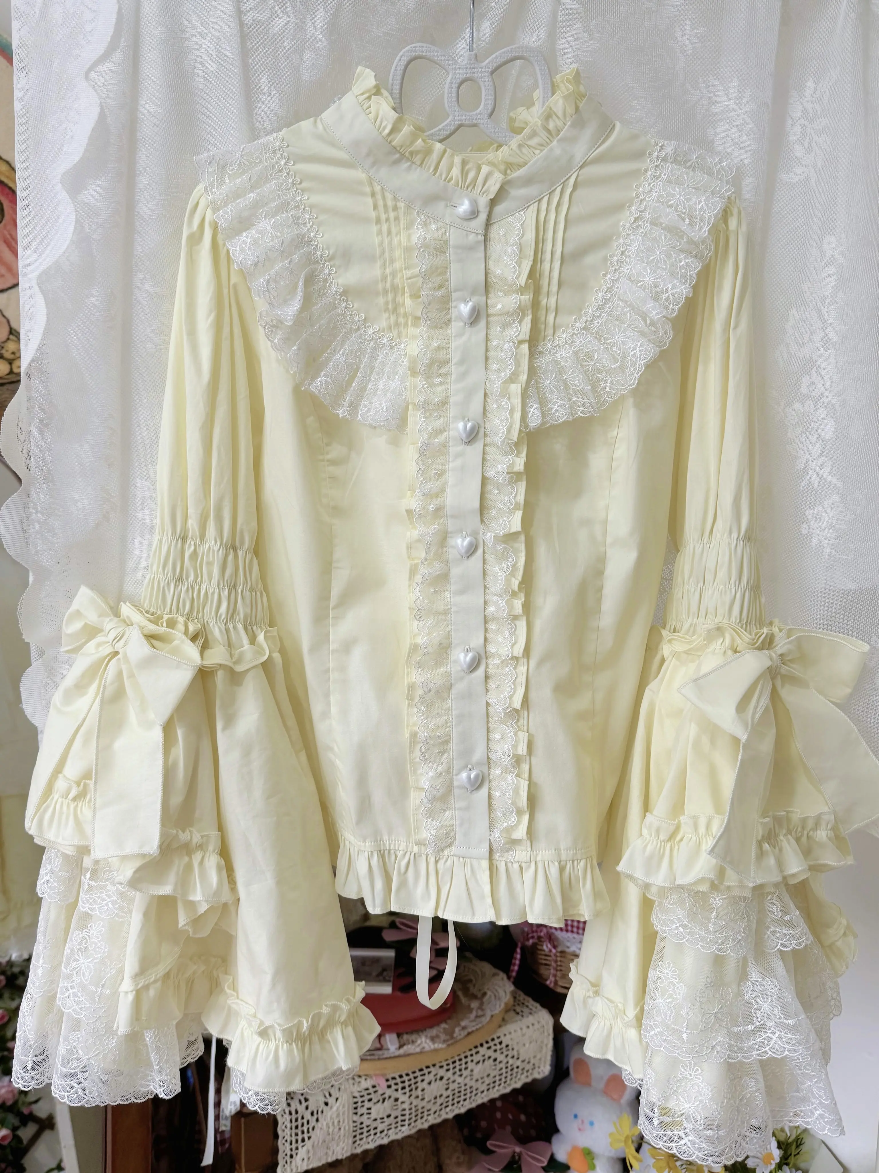 Twilight Lolita Plus Size Doll Collar Long Bell Sleeve Blouse Shirt - Image 5