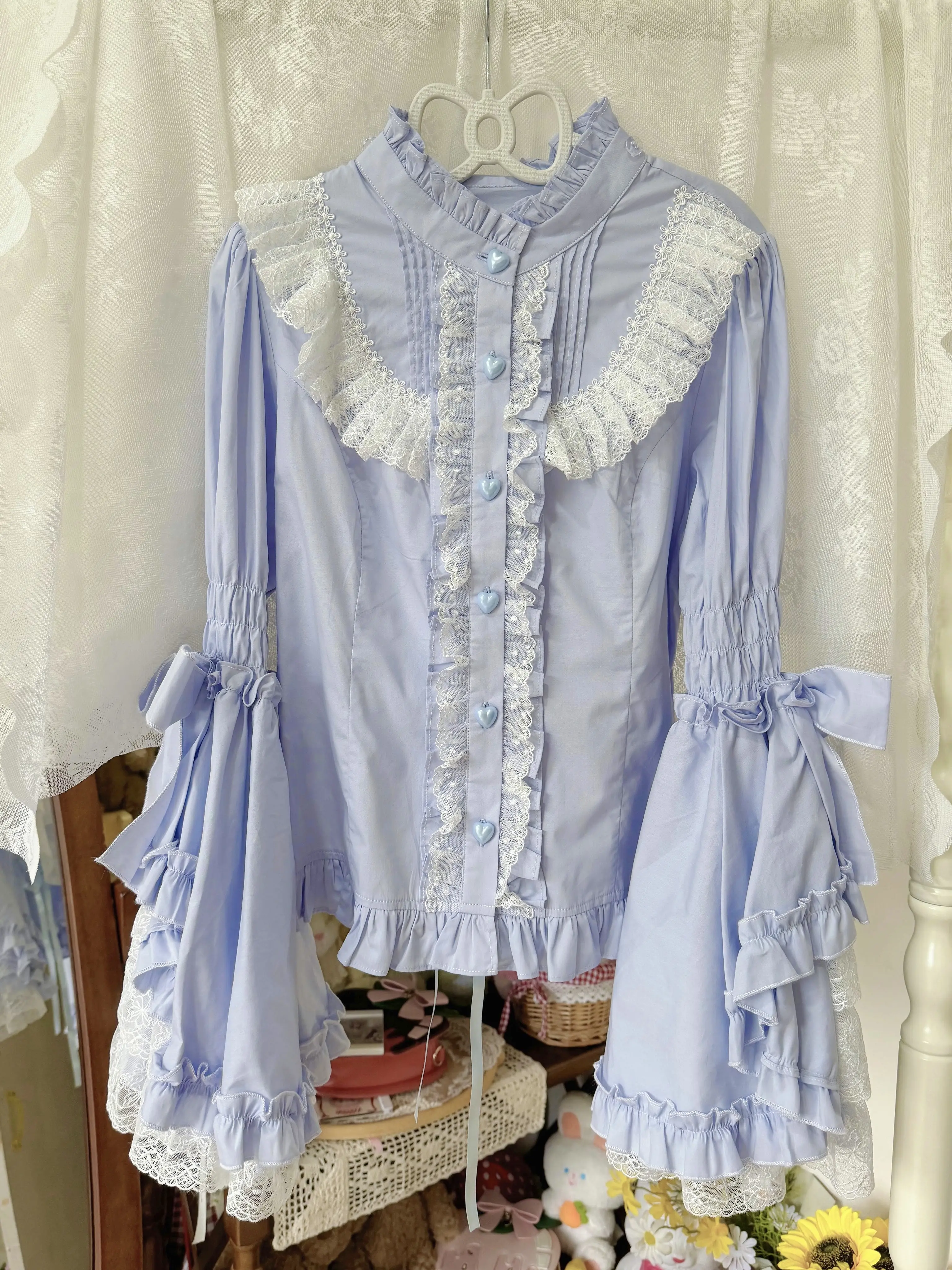 Twilight Lolita Plus Size Doll Collar Long Bell Sleeve Blouse Shirt - Image 7