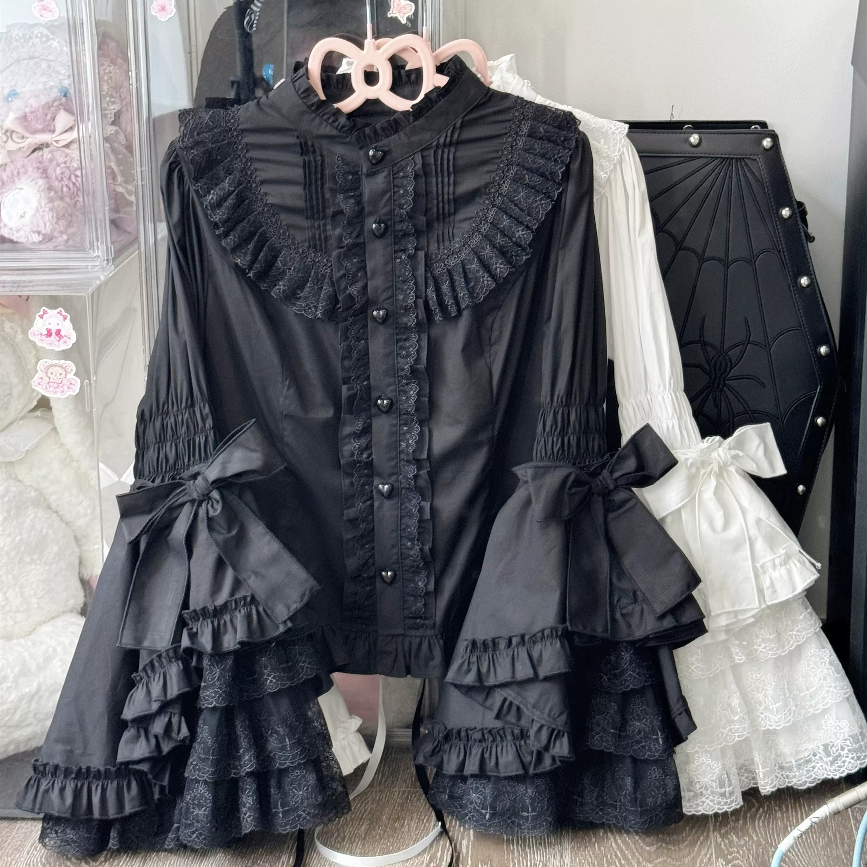 Twilight Lolita Plus Size Doll Collar Long Bell Sleeve Blouse Shirt - Image 8