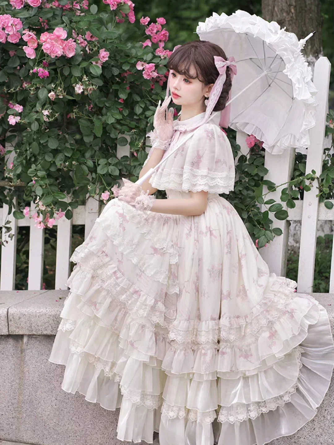 Universal Lolita Letters And Poems Bellflower Dress Petticoat Skirt Three Piece Set - Image 3