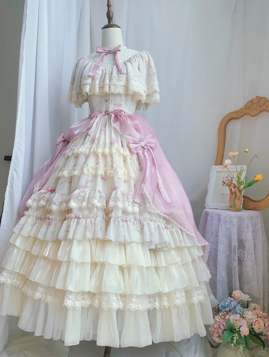 Universal Lolita Letters And Poems Bellflower Dress Petticoat Skirt Three Piece Set - Image 6